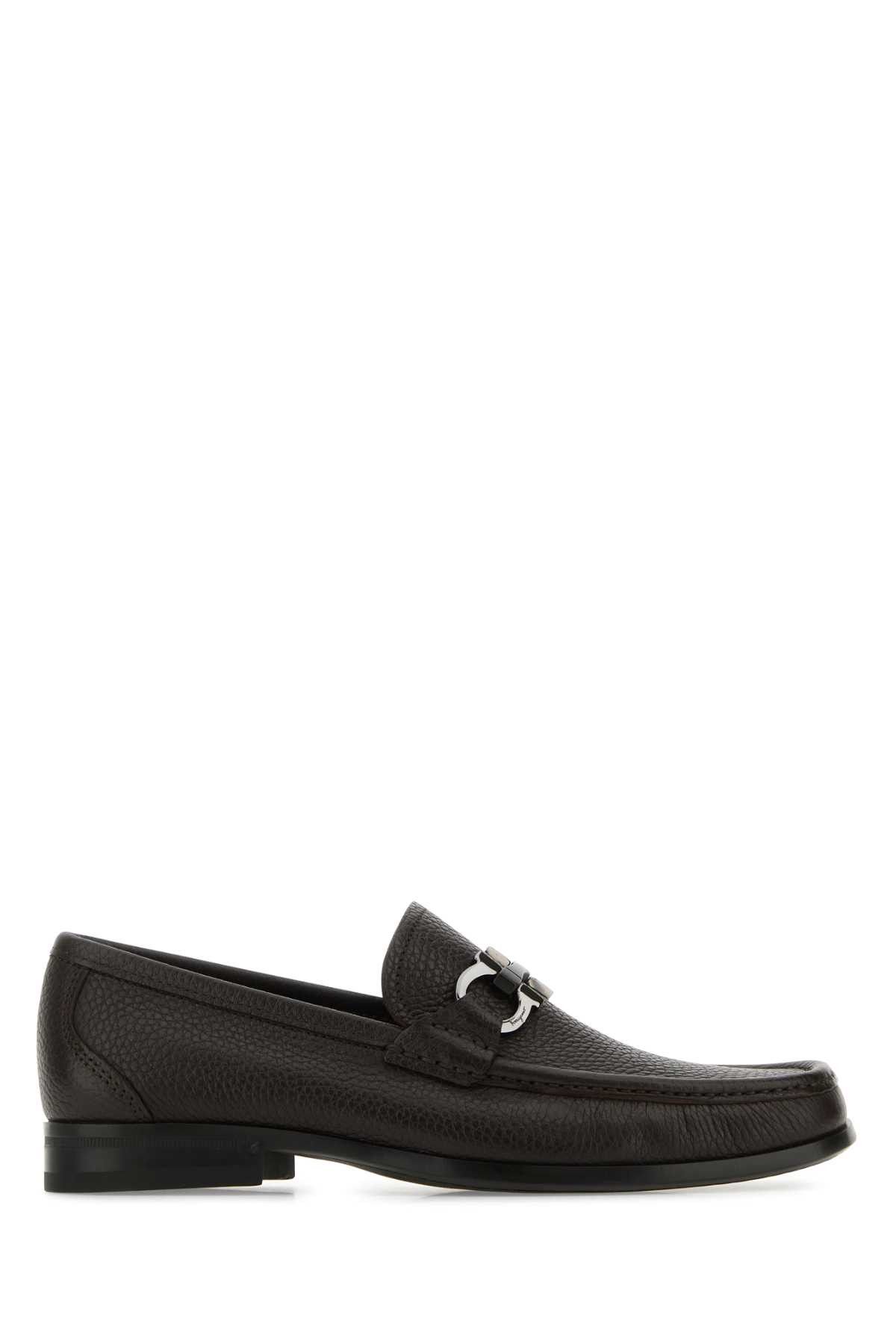 image of Salvatore Ferragamo Dark Brown Leather Grandioso Loafers, Men's (Size 7)