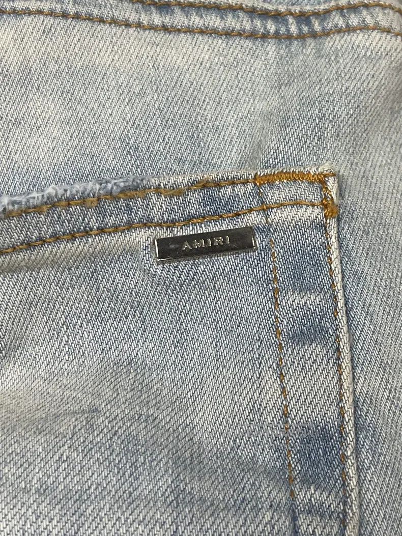 Amiri Amiri White leather patched denim jeans Size US 31 - 5 Thumbnail