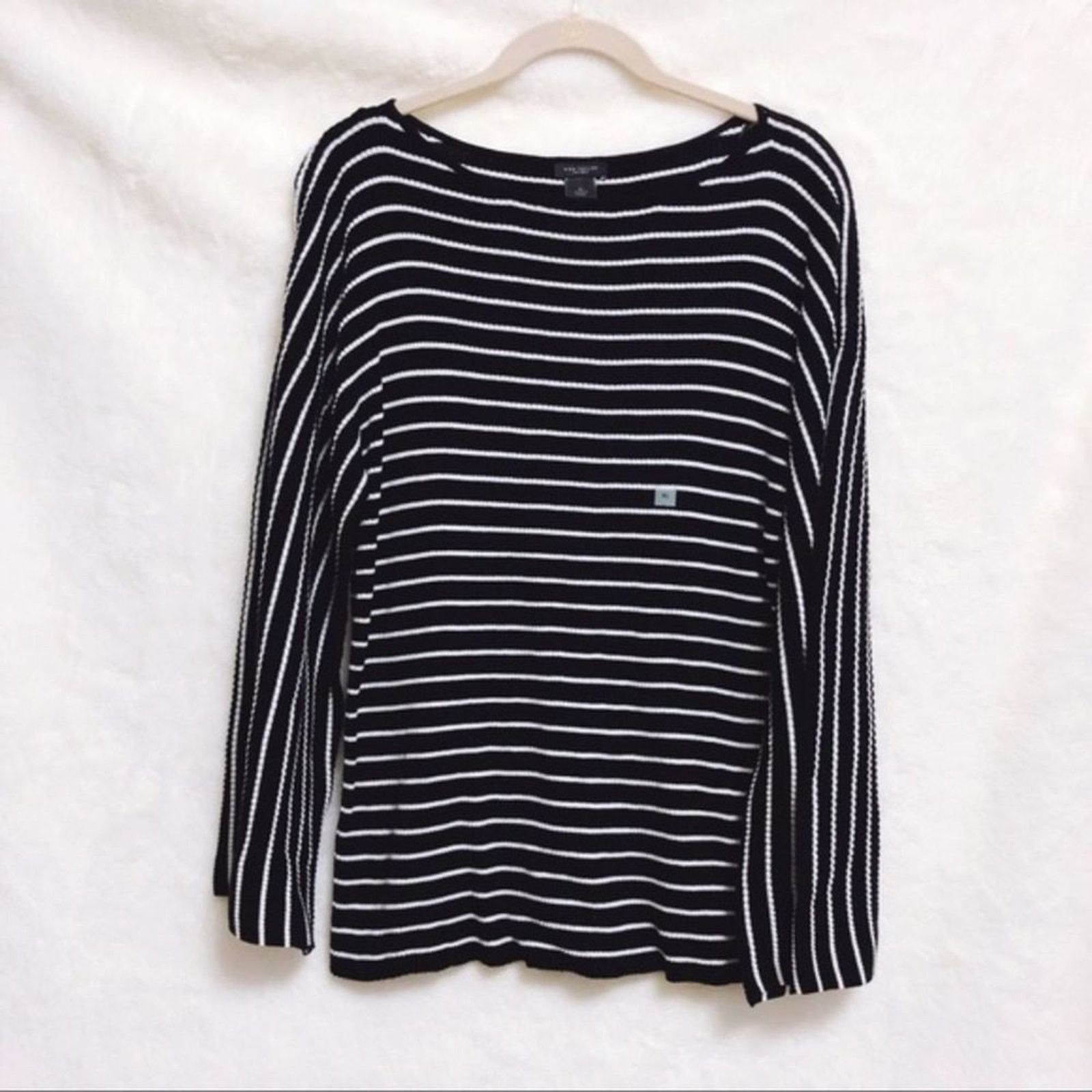 Ann Taylor Ann Taylor Black & White Striped Wide Sleeve Top Size M / US 6-8 / IT 42-44 - 7 Thumbnail