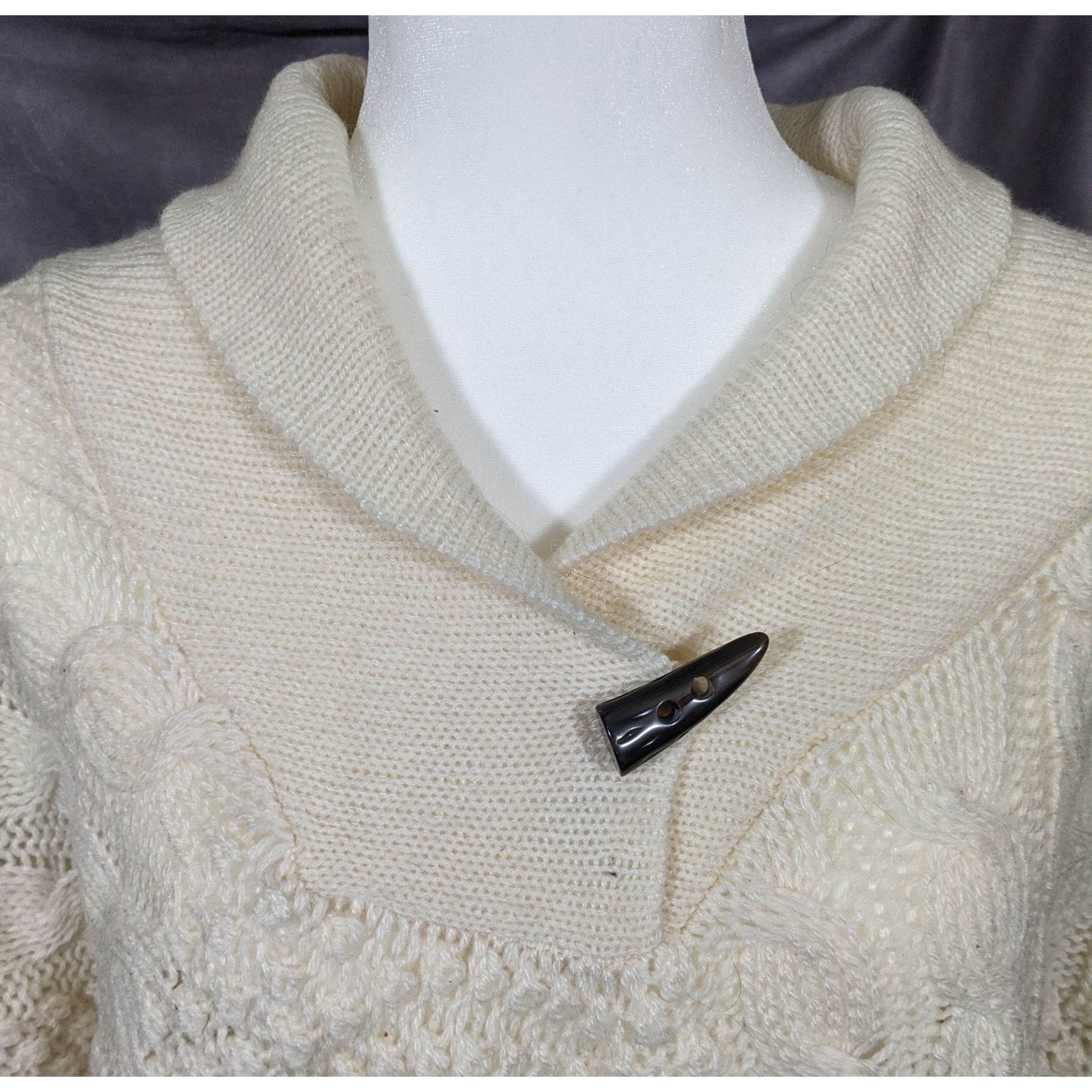 Other Retro Boho Chic Cream Knit Asymmetrical Poncho Size M / US 6-8 / IT 42-44 - 8 Thumbnail