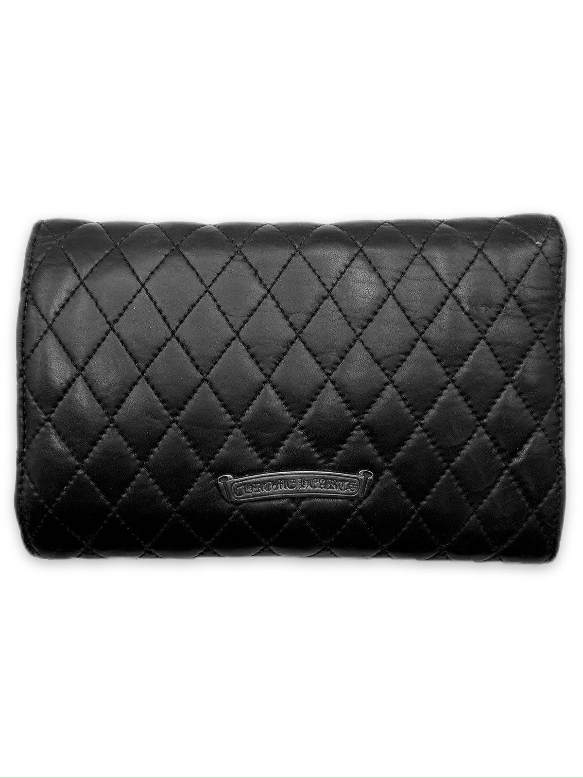 Chrome Hearts Chrome Hearts ‘Wave4’ Quilted Leather Silver Cross Tri Fold Clutch Wallet Size ONE SIZE - 4 Thumbnail