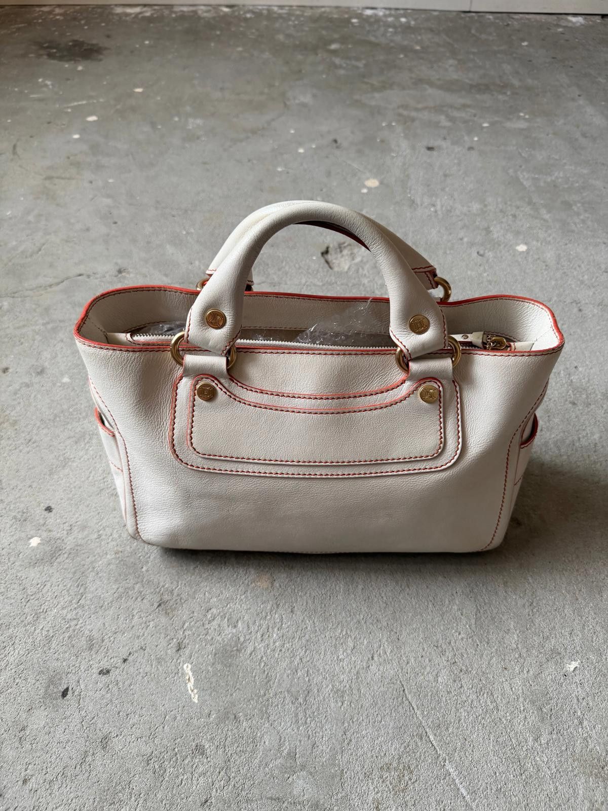 Celine Celine Leather Boogie Shoulder Bag White/Red Size ONE SIZE - 7 Thumbnail