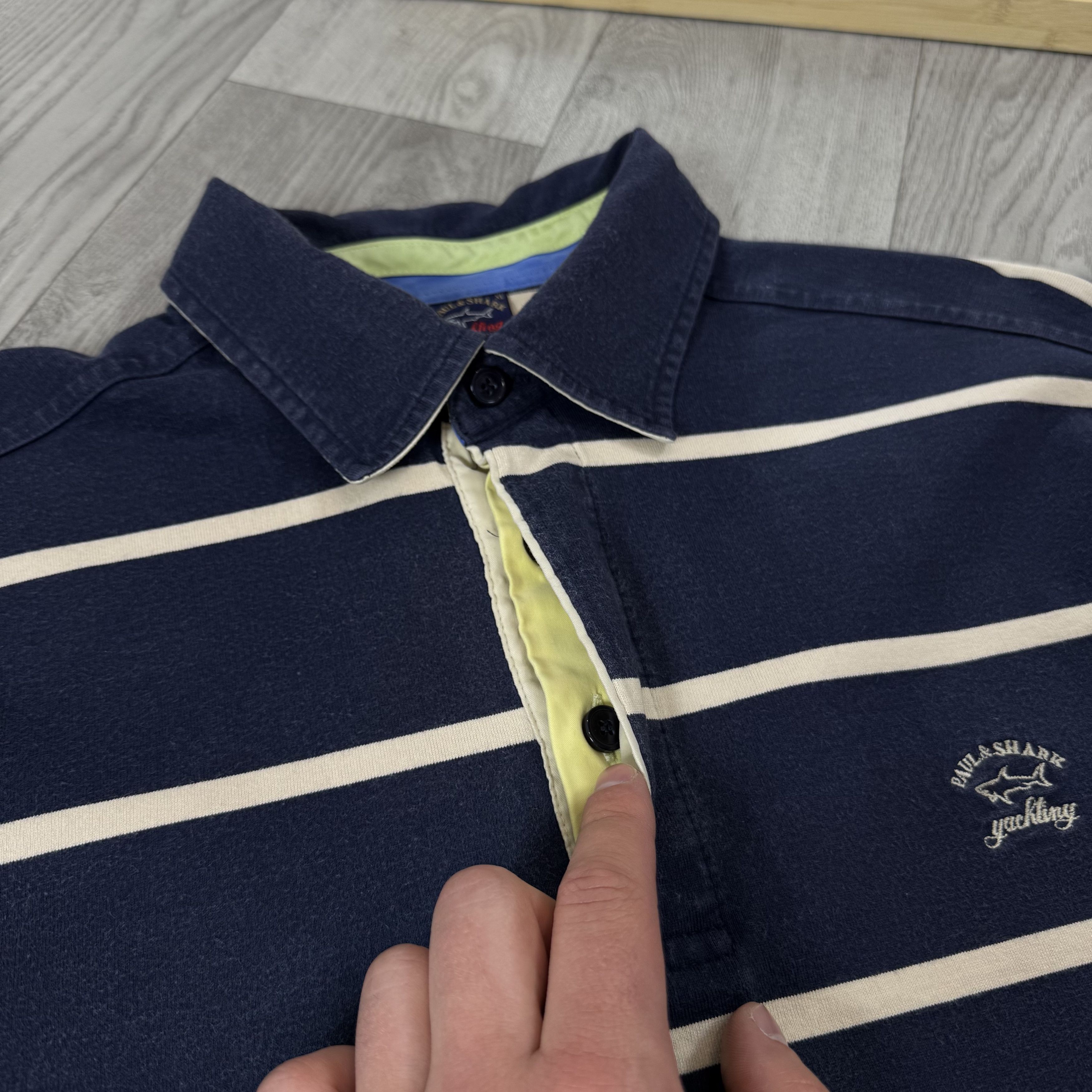 Paul & Shark Vintage Paul & Shark Striped Rugby Polo Longsleeve Tee Shirt Size US XL / EU 56 / 4 - 6 Thumbnail