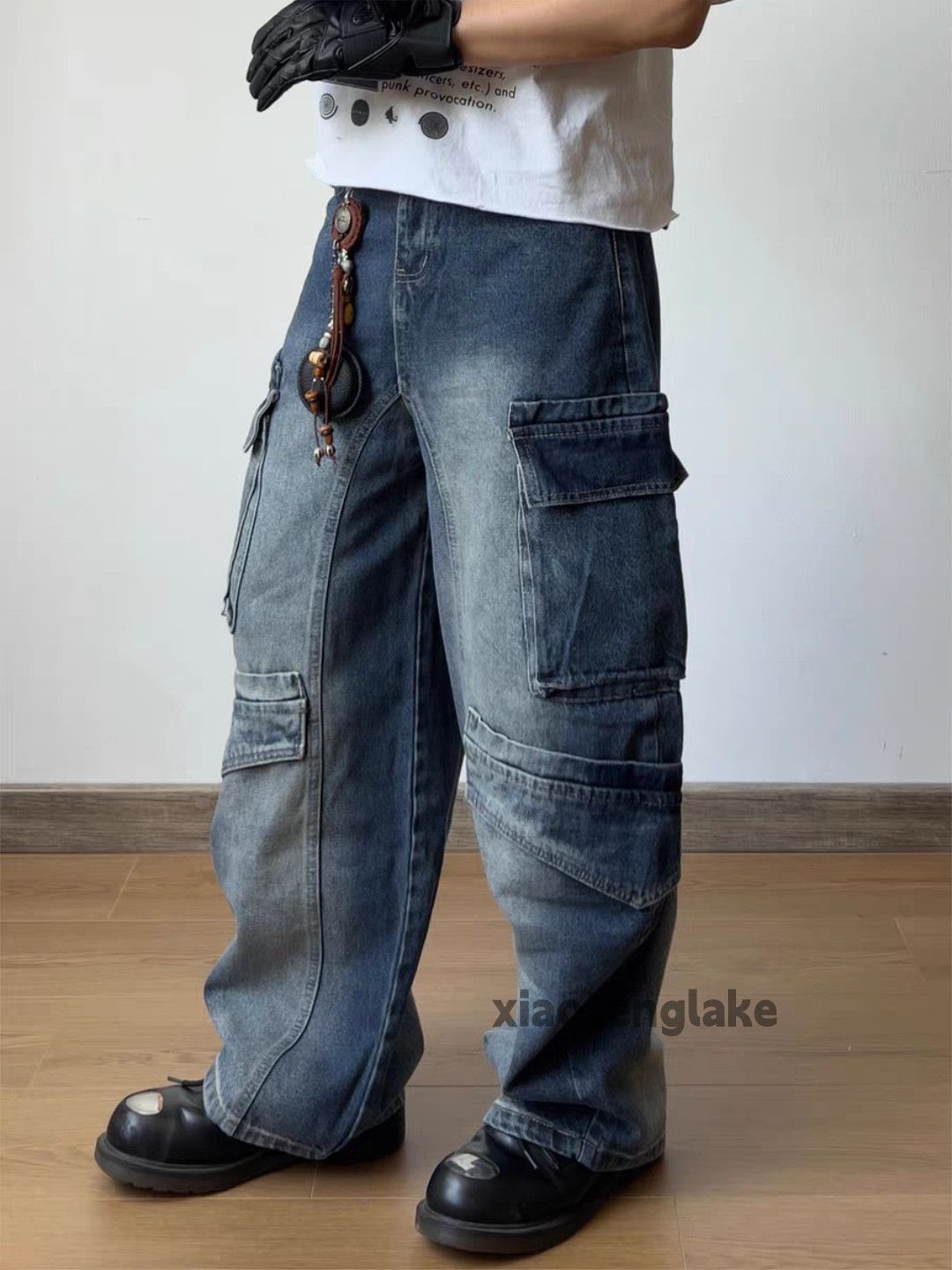 Jean xtl washed faded loose baggy skate hiphop cargo jeans Size US 30 / EU 46 - 2 Thumbnail