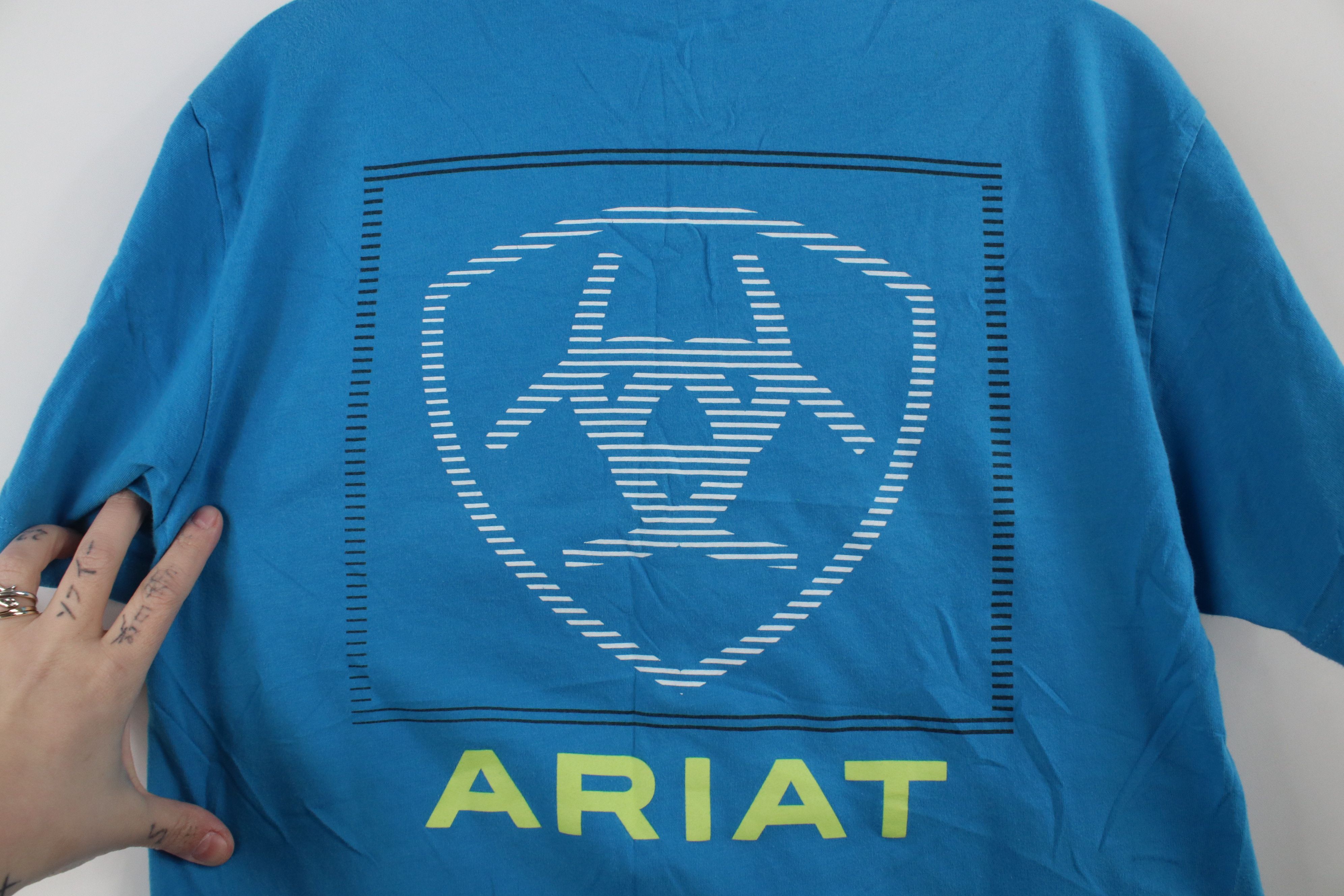 Ariat × Vintage Ariat Faded Spell Out Workwear Short Sleeve T-Shirt Blue Size US M / EU 48-50 / 2 - 9 Thumbnail