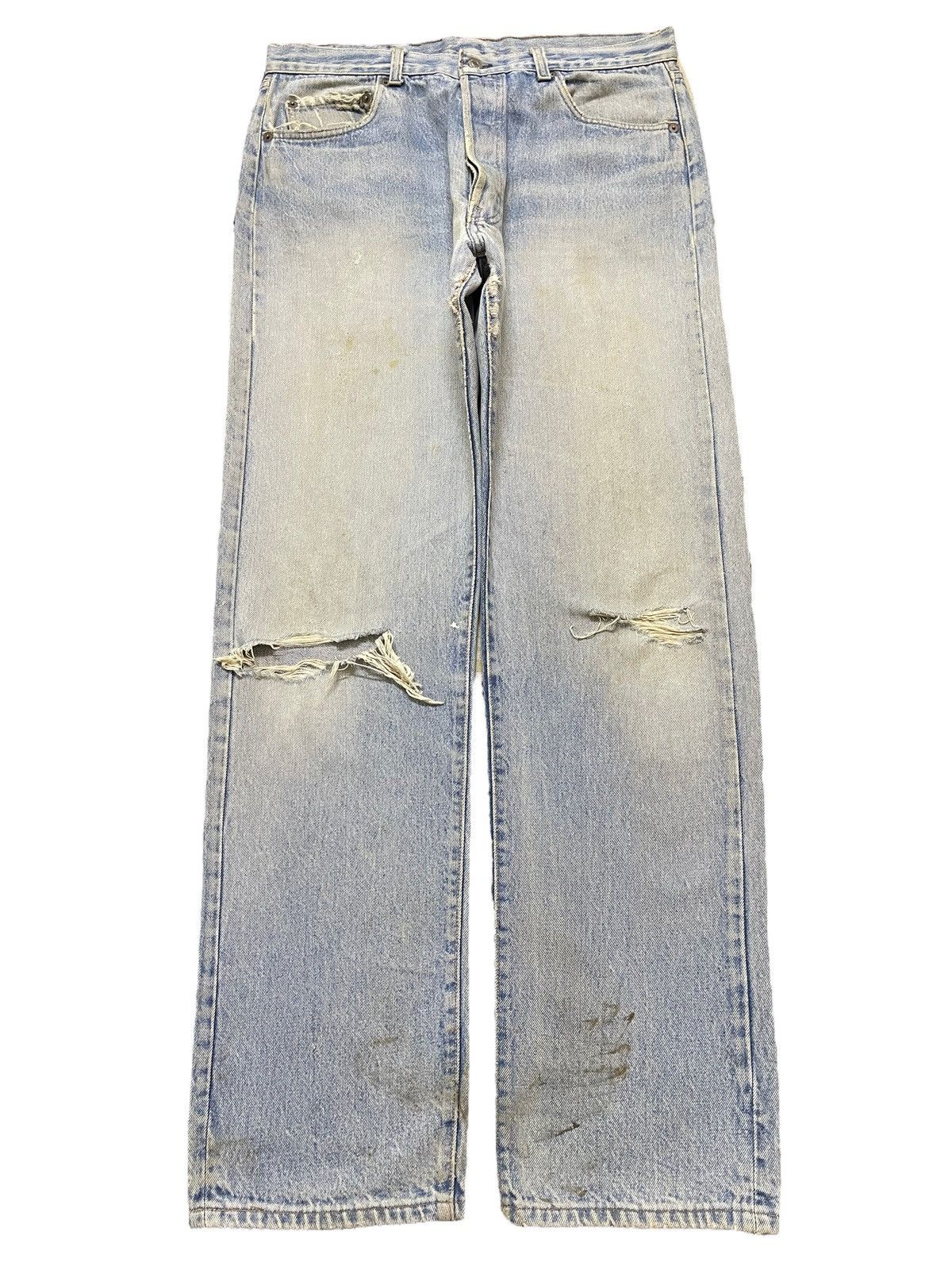 Levi's Crazy 70s Vintage Levis 501 Blue Light Mud Wash Distressed Size US 34 / EU 50 - 1 Thumbnail