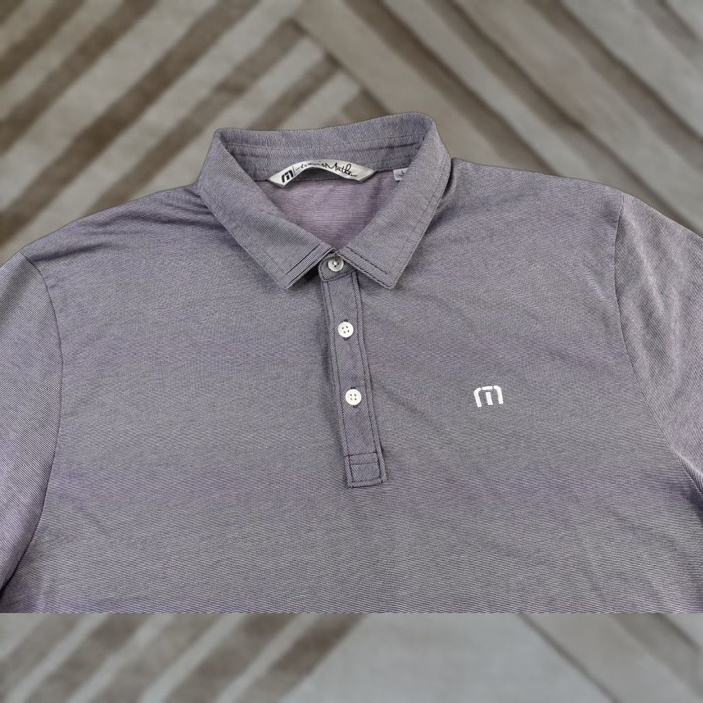 TravisMathew Travis Mathew Striped Polo Golf Shirt Mens Size L Purple Size US L / EU 52-54 / 3 - 1 Thumbnail