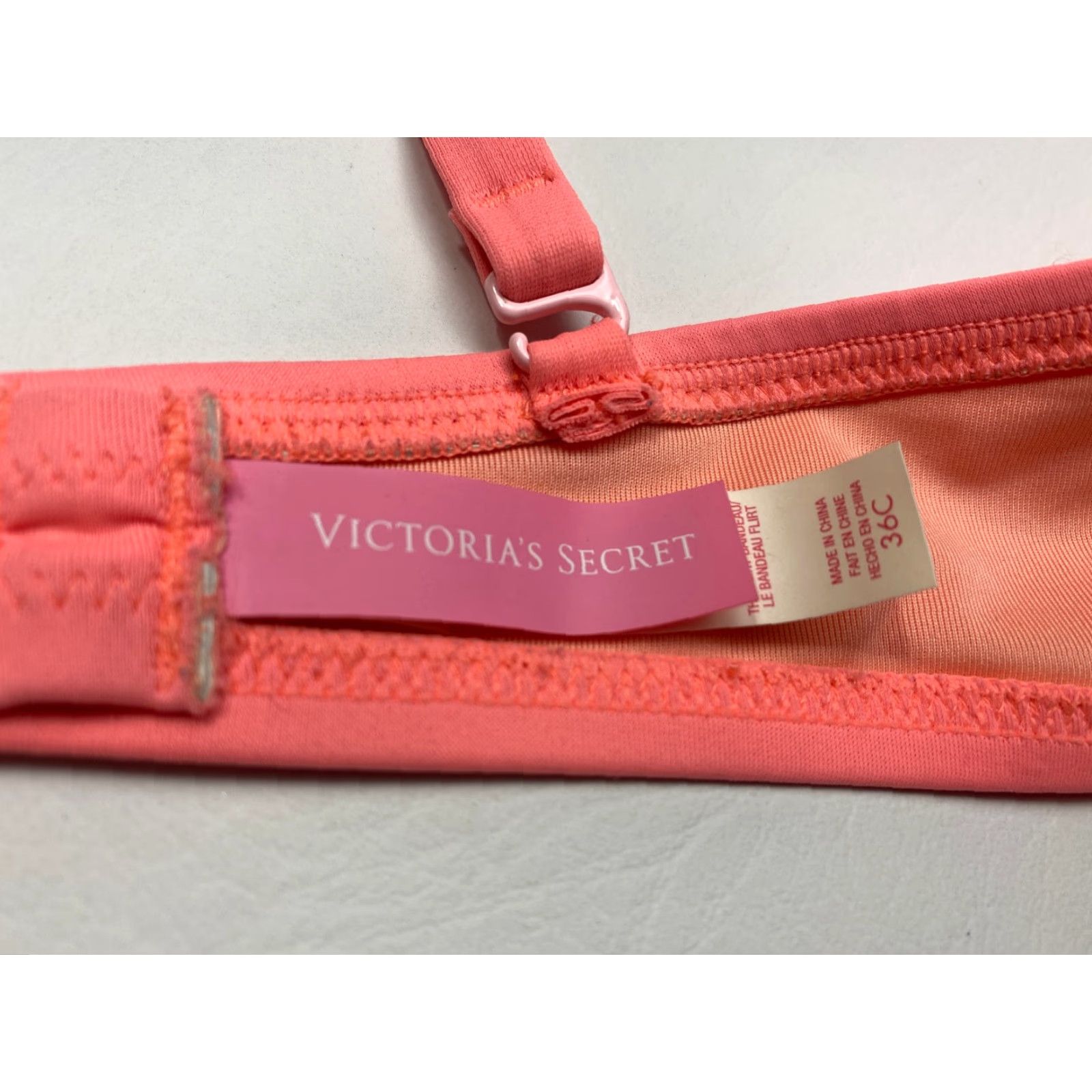 Victoria's Secret Victoria's Secret Bra 36C Push Up Padded Pink Black Trim 7761 - Women, Underwired, Lace, Solid, Nylon Blend, Hand Wash Only Size ONE SIZE - 6 Thumbnail