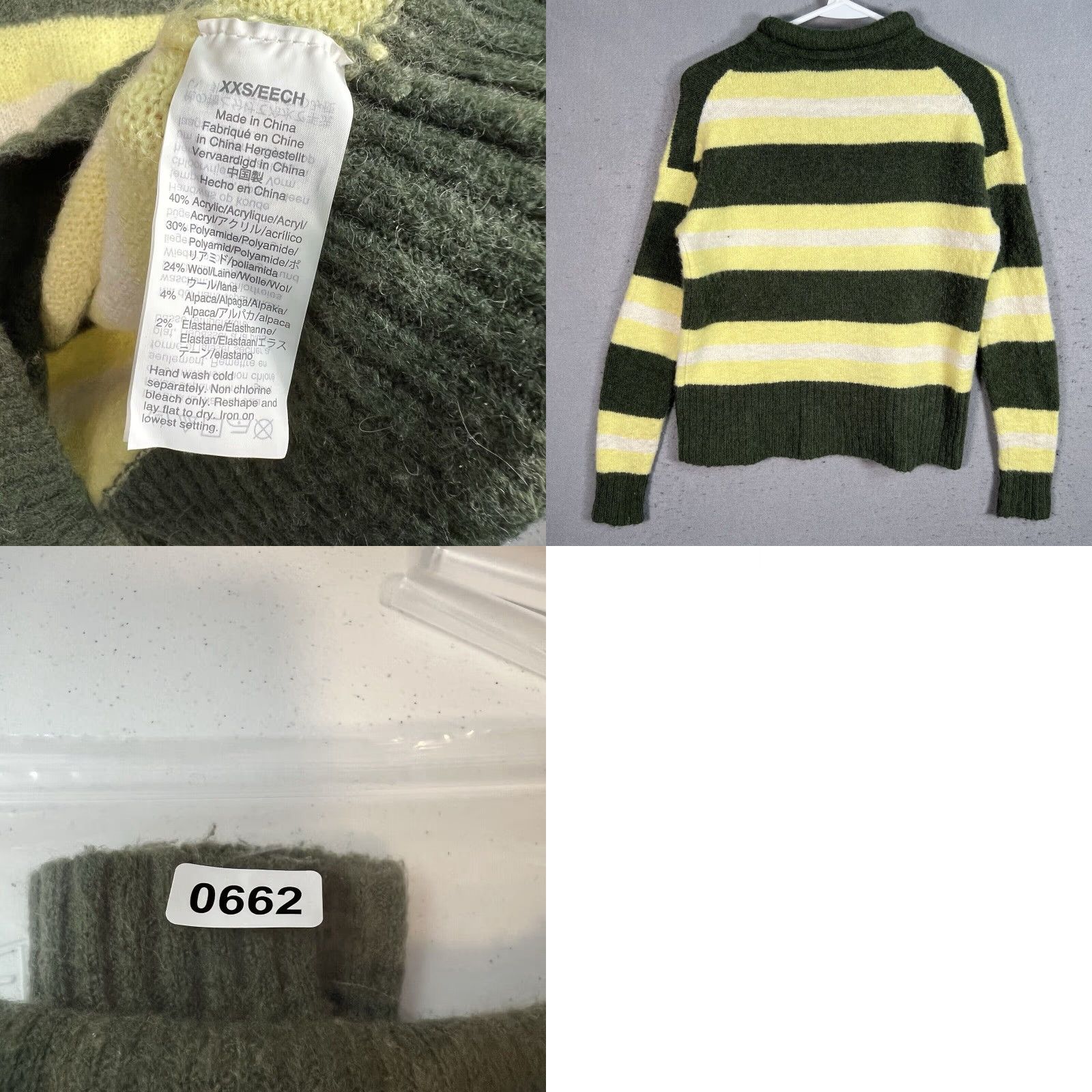 Madewell Madewell Striped Knit Sweater Womens XXS Green Yellow Alpaca Wool Blend Size XXS / US 00 / IT 34 - 8 Thumbnail