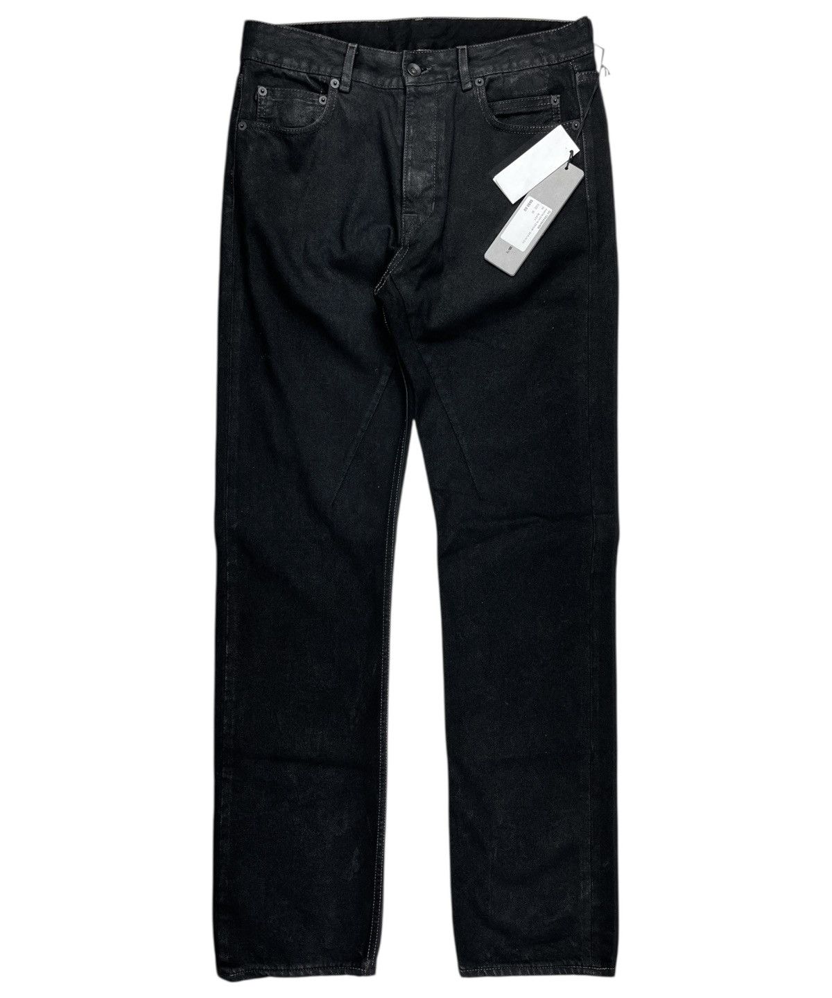 SS19 Rick Owens Black Wax Coated Berlin Cut Denim Jeans