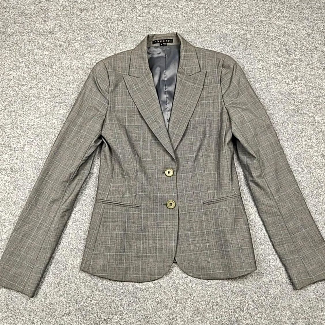 Theory Theory Blazer Womens 2 Gray Plaid Two-Button Lined Jacket Workwear Size XS / US 0-2 / IT 36-38 - 2 Thumbnail
