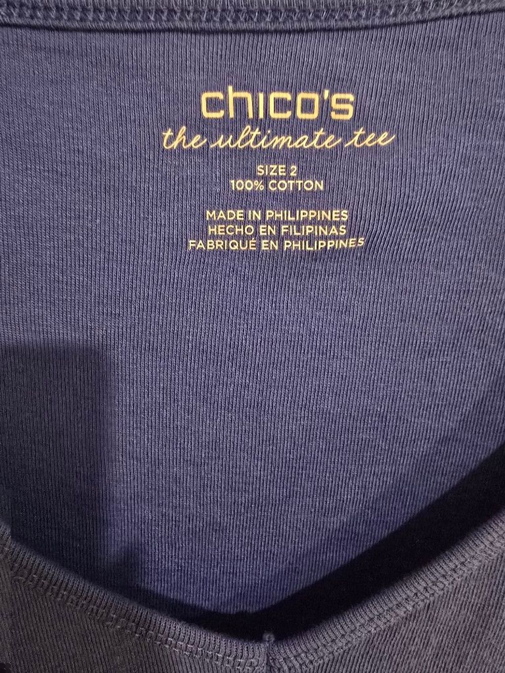 Chicos Chico's Women's Tank Top Size 2=L Blue V-Neck Sleeveless Size L / US 10 / IT 46 - 6 Thumbnail