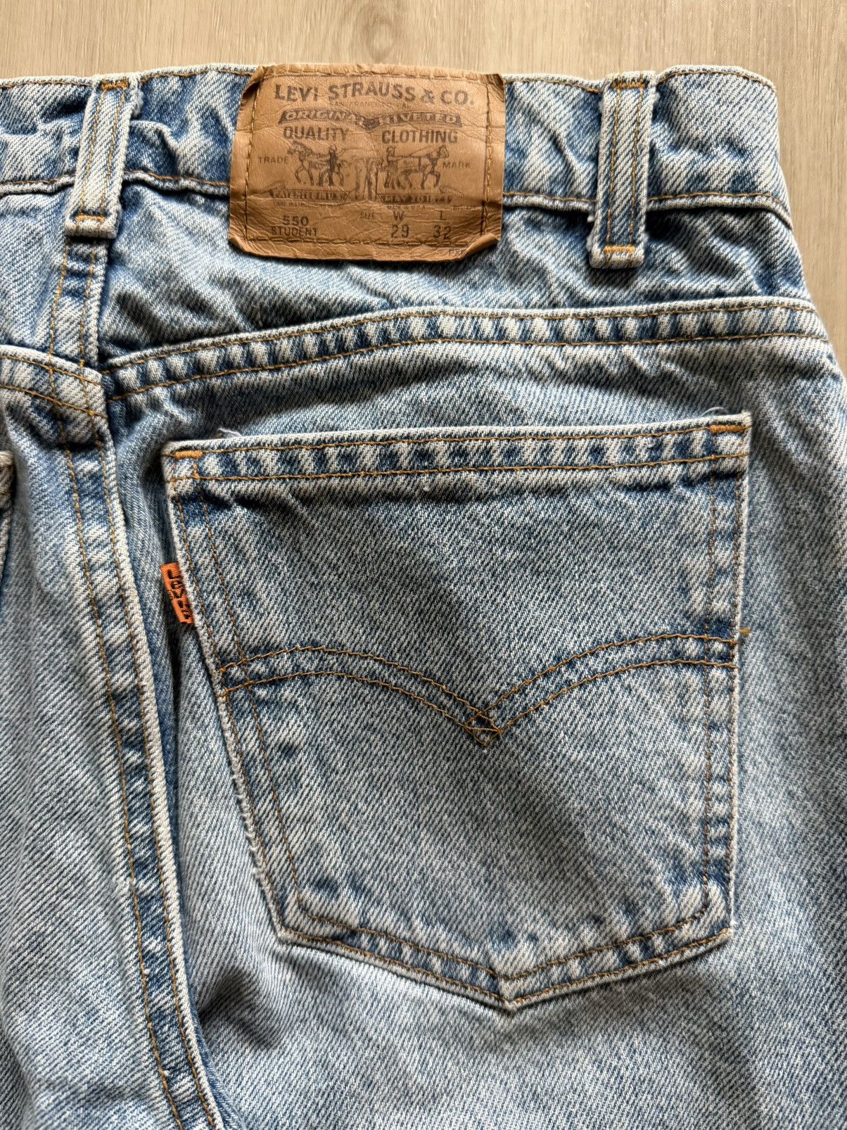 Levi's Vtg 90s Levis 550 Student Fit Orange Tab Made In USA 29x32 Size US 28 / EU 44 - 2 Thumbnail