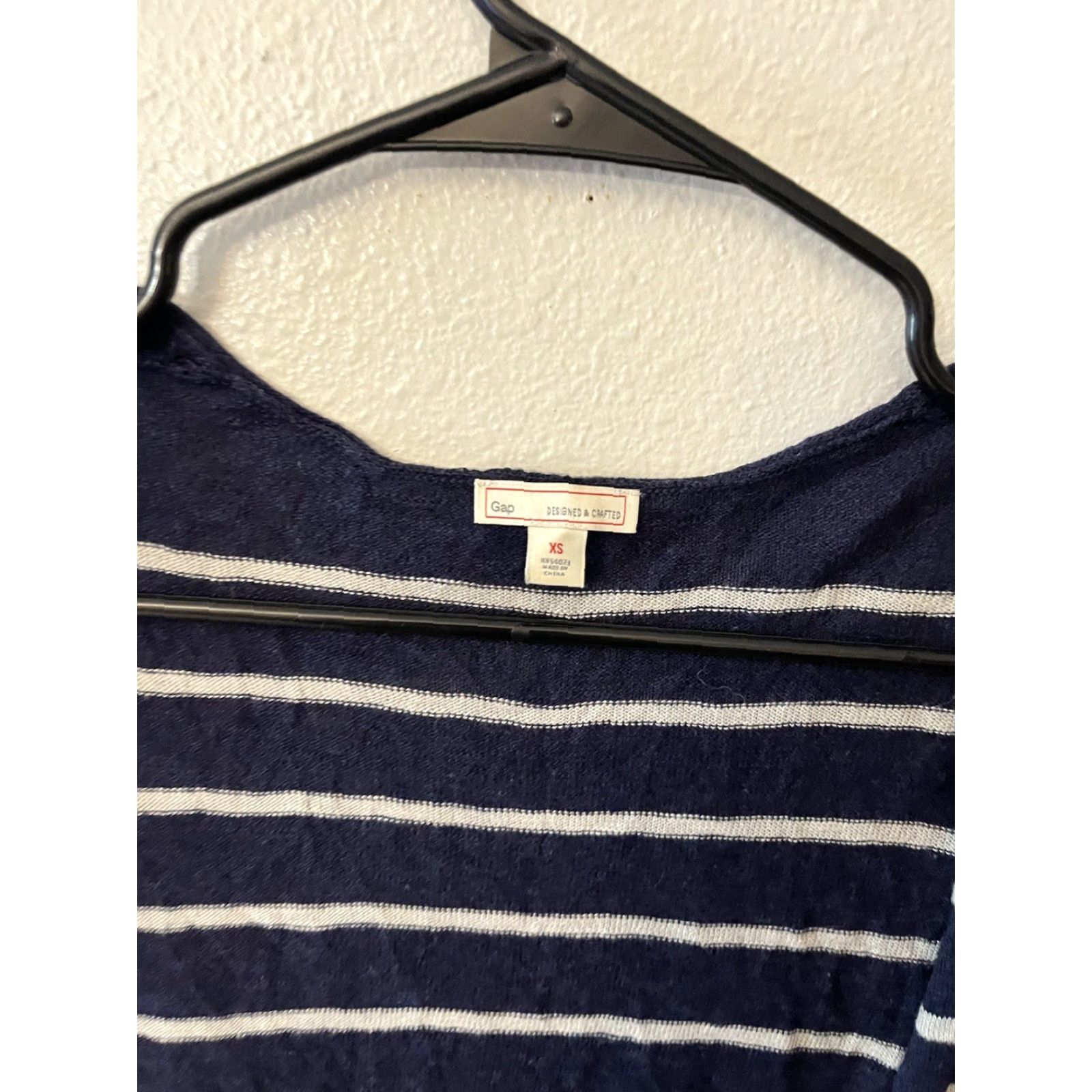 Gap Gap Cardigan Women XS Navy Blue Striped Open Front Short Sleeve Knit Sweatshirt Sweater Casual Fashion Size XS / US 0-2 / IT 36-38 - 3 Thumbnail