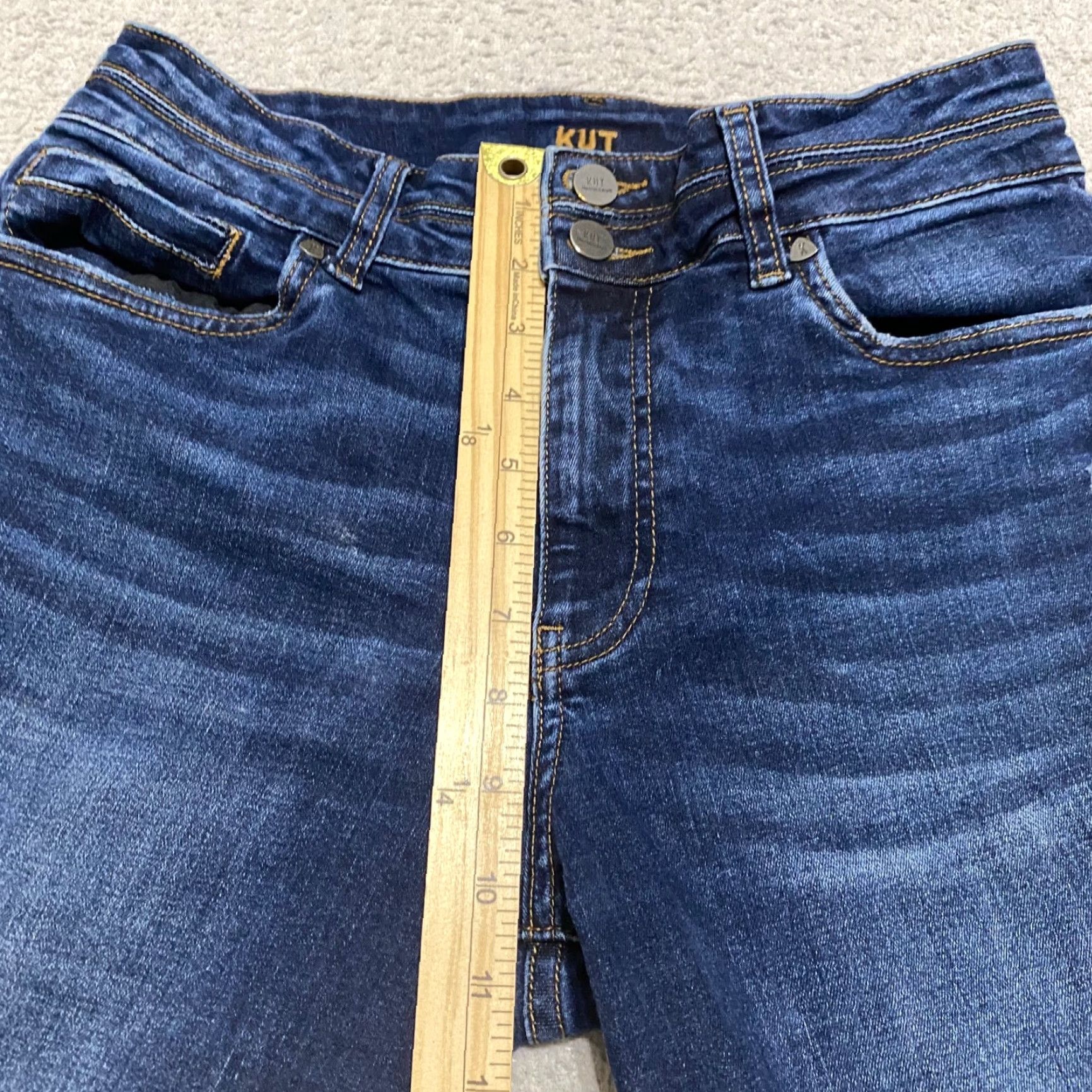 Vintage KUT from the Kloth Womens Jeans Blue Dark Wash High Rise Boyfriend Distressed 6 Regular Denim Stretch Style Size 28" / US 6 / IT 42 - 7 Thumbnail