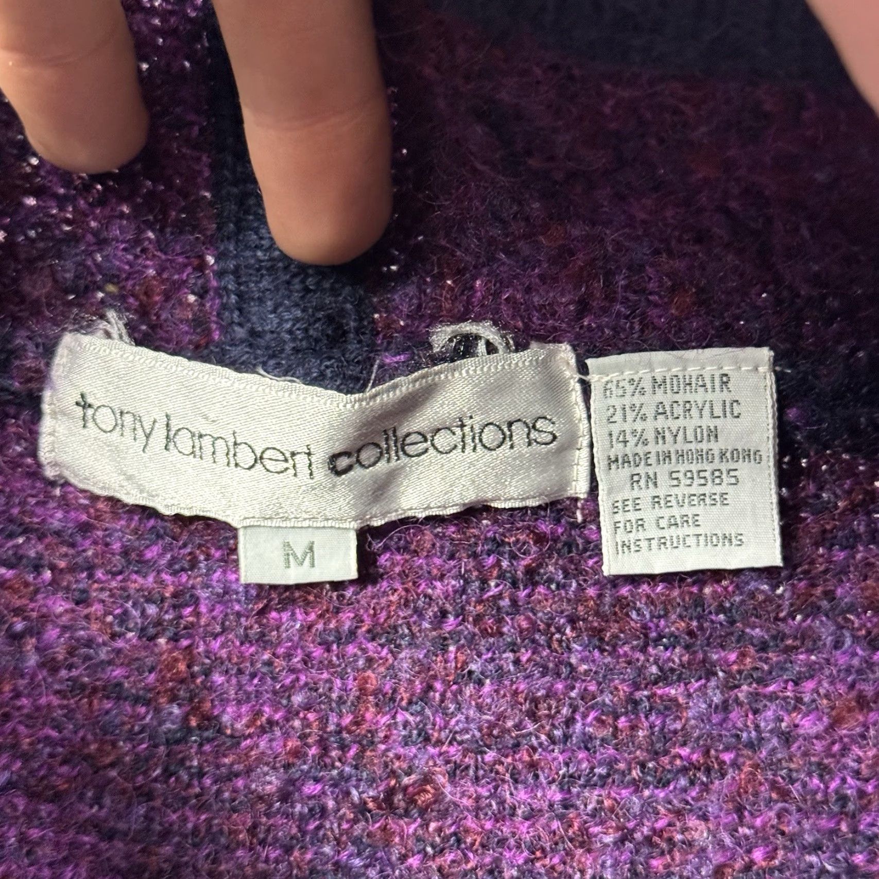 Vintage VINTAGE Tony Lambert Mohair Blend Sweater Vest Front Button Floral Purple M Women’s, 1980s Boho Decor, Casual Knit Vest Size M / US 6-8 / IT 42-44 - 3 Thumbnail