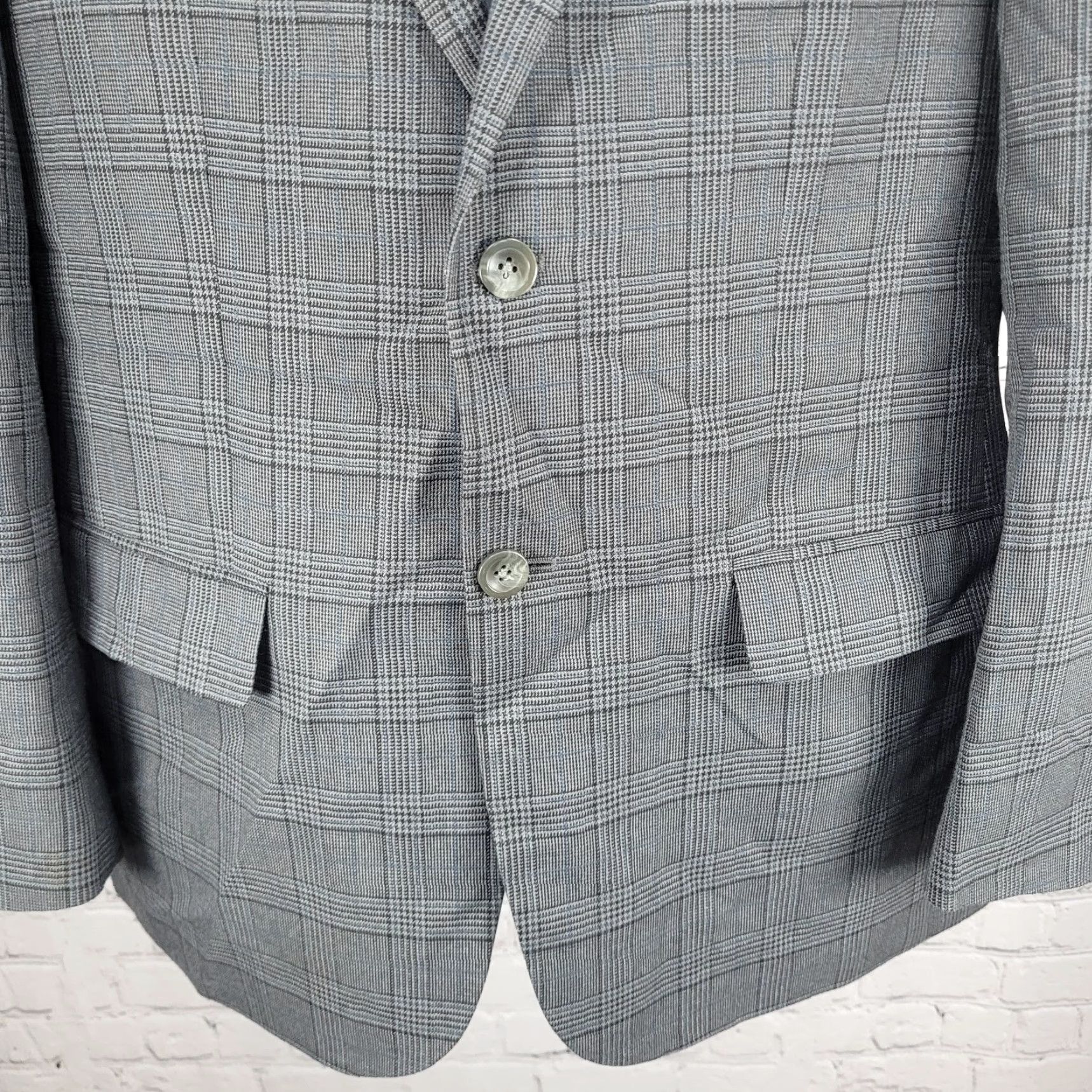 Geoffrey Beene VINTAGE Geoffrey Beene Grey Check Sport Coat Blazer 2 Button Single-Vented Notch Lapel Mens 38S Size 38R - 7 Thumbnail
