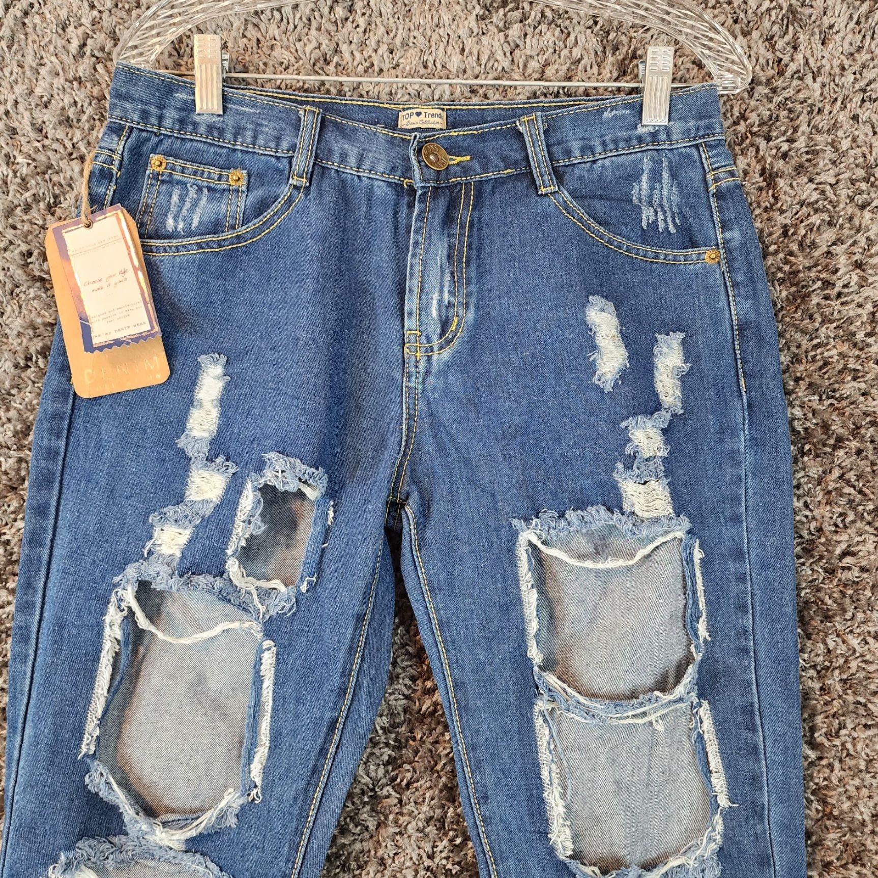 Denime VINTAGE We're Denim Wear Womens Skinny Jeans Distressed Blue 90s Size 29 Size 24" / US 00 / IT 34 - 2 Thumbnail