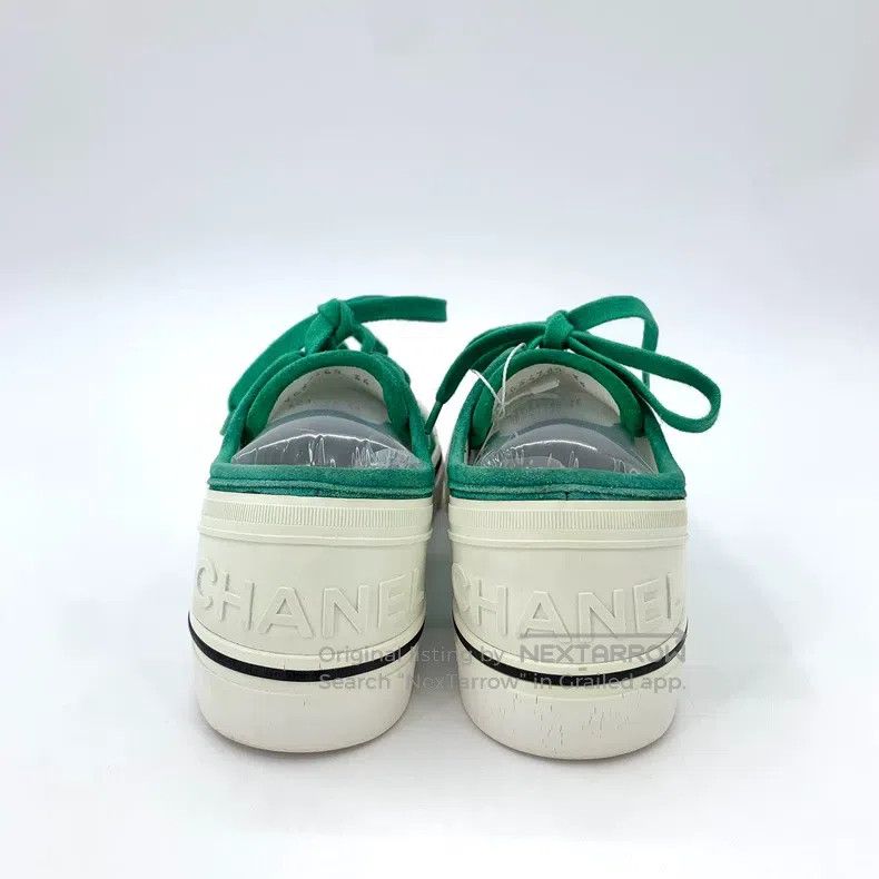 Chanel Chanel Green lace-laced casual canvas sneakers Size US 5.5 / IT 35.5 - 4 Thumbnail