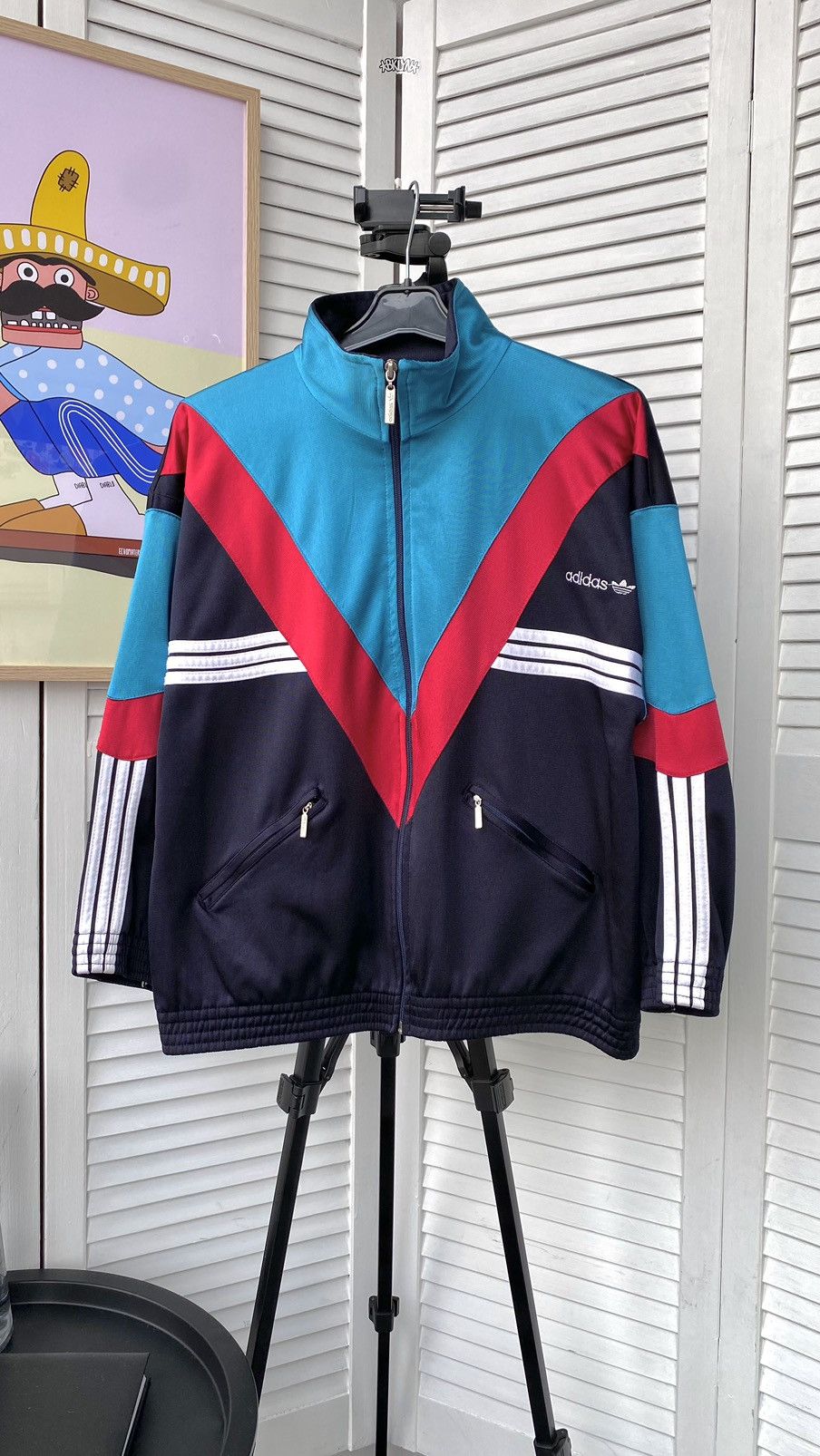 Vintage Adidas Track Firebird Retro Jacket Striped 90s Blue