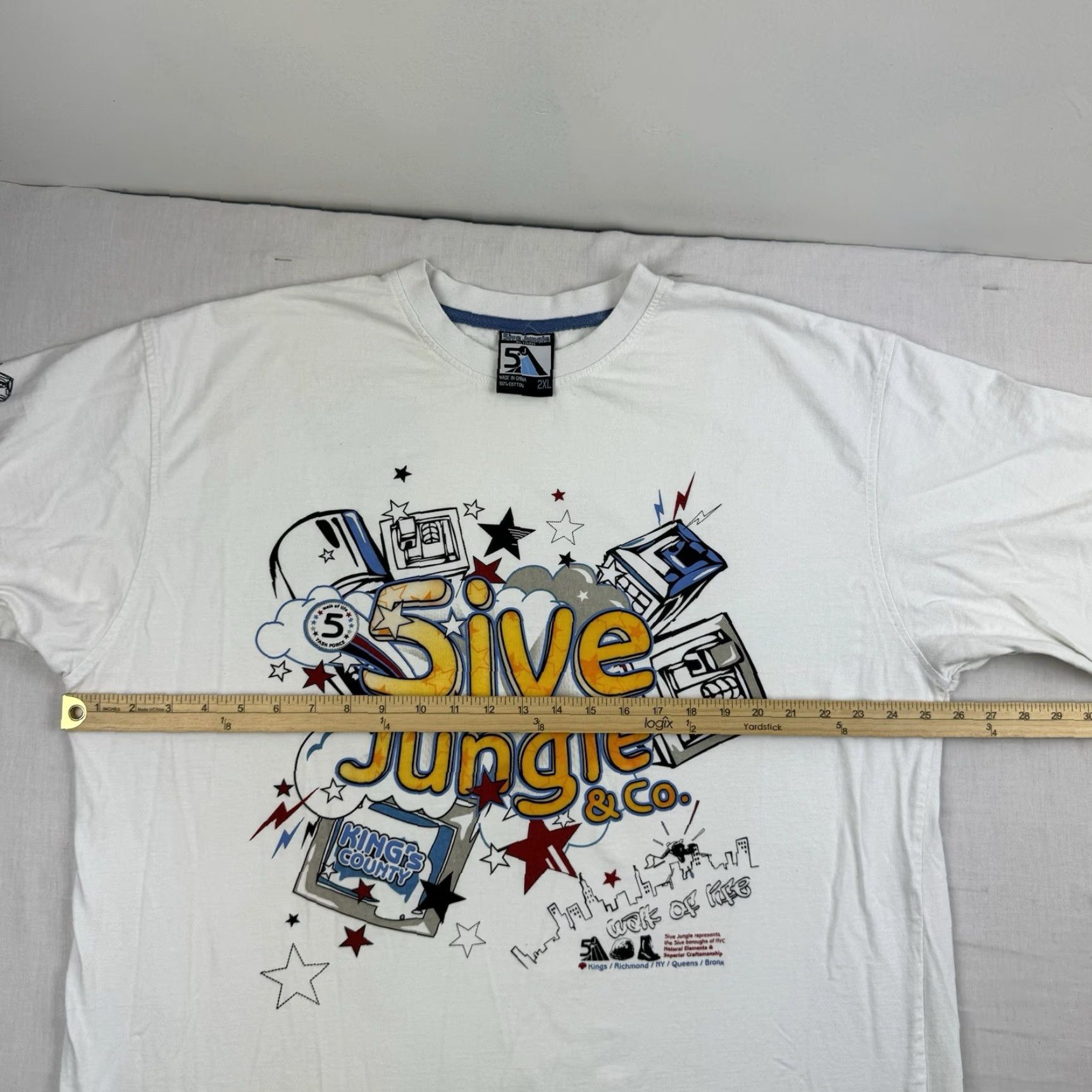 Vintage VINTAGE 5ive Jungle T-Shirt Men 2XL White Punk Y2K Skater Hipster Relaxed Size US XXL / EU 58 / 5 - 7 Thumbnail