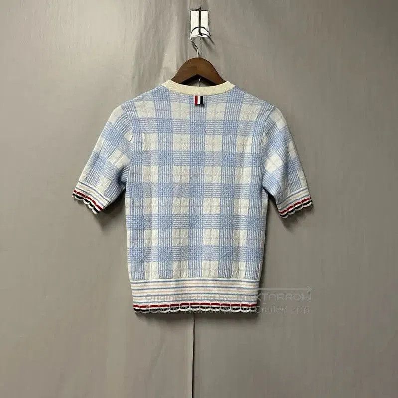 Thom Browne Thom Browne Blue Wool Sweater with Check Pattern . Size M / US 6-8 / IT 42-44 - 2 Thumbnail