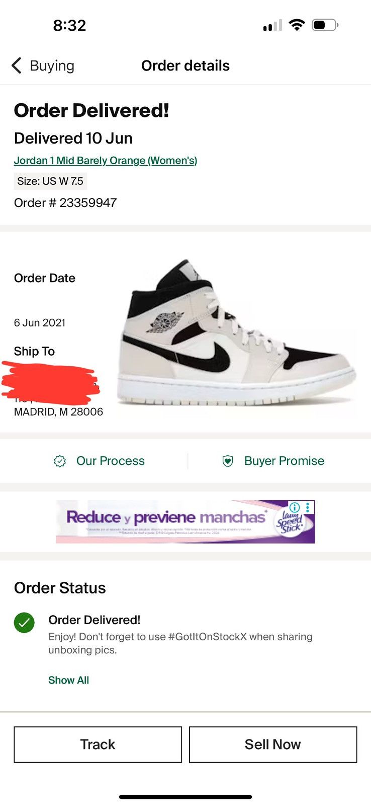 Nike Jordan 1 Mid Barely Orange Size US 7.5 / IT 37.5 - 7 Thumbnail