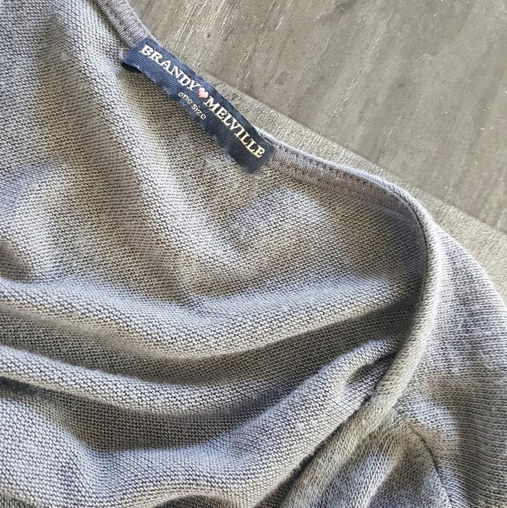Designer Grey Solid Melville Thin Sweater Long Sleeve Size ONE SIZE - 3 Thumbnail