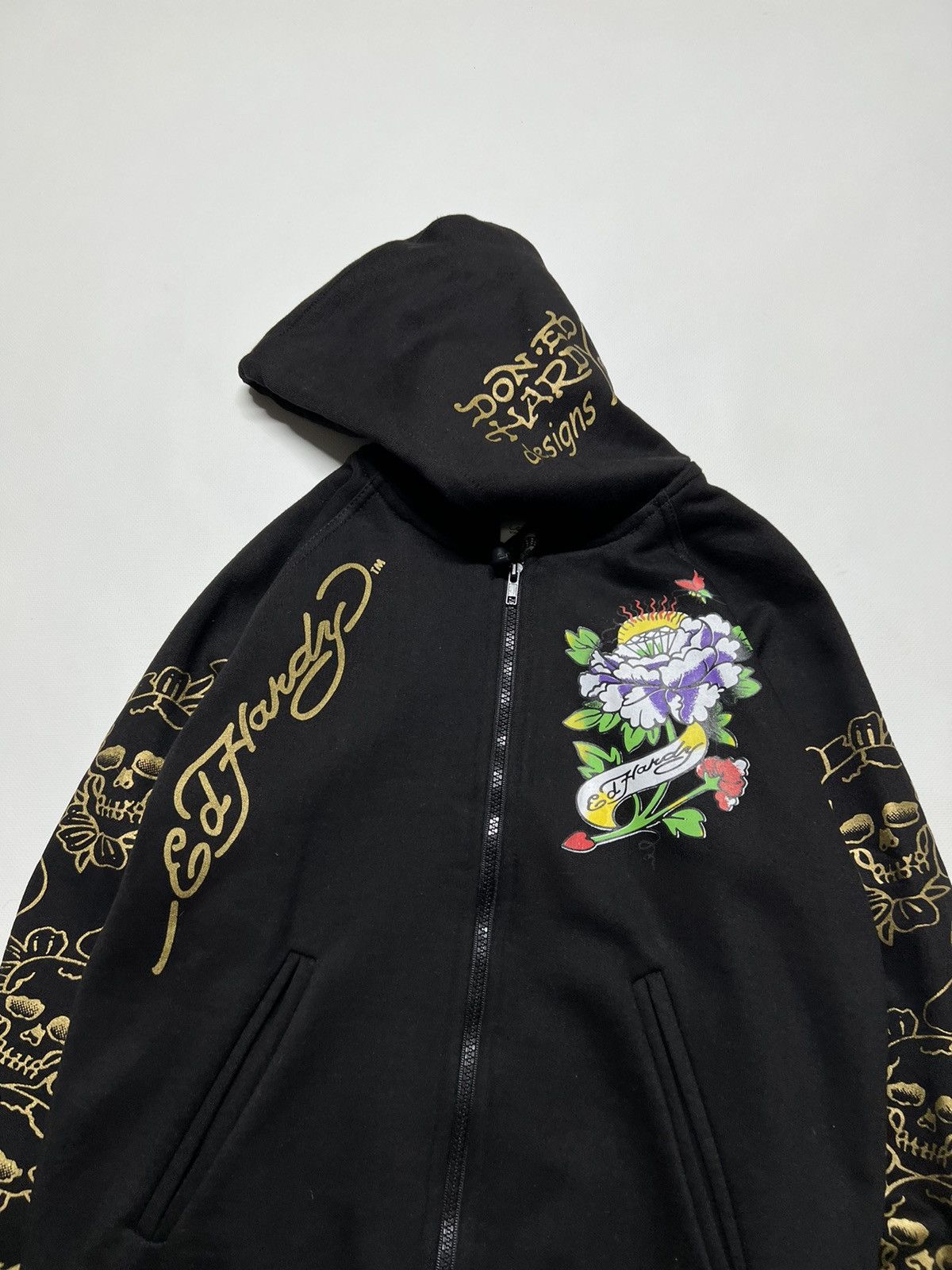 Ed Hardy Vintage Y2k Ed Hardy Flower 🌸 Diamond Banner Zip Hoodie 00’s Size S / US 4 / IT 40 - 7 Thumbnail