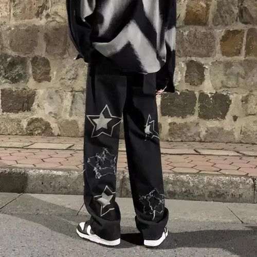 VIBE High street star patch wide leg jeans Size US 32 / EU 48 - 3 Thumbnail
