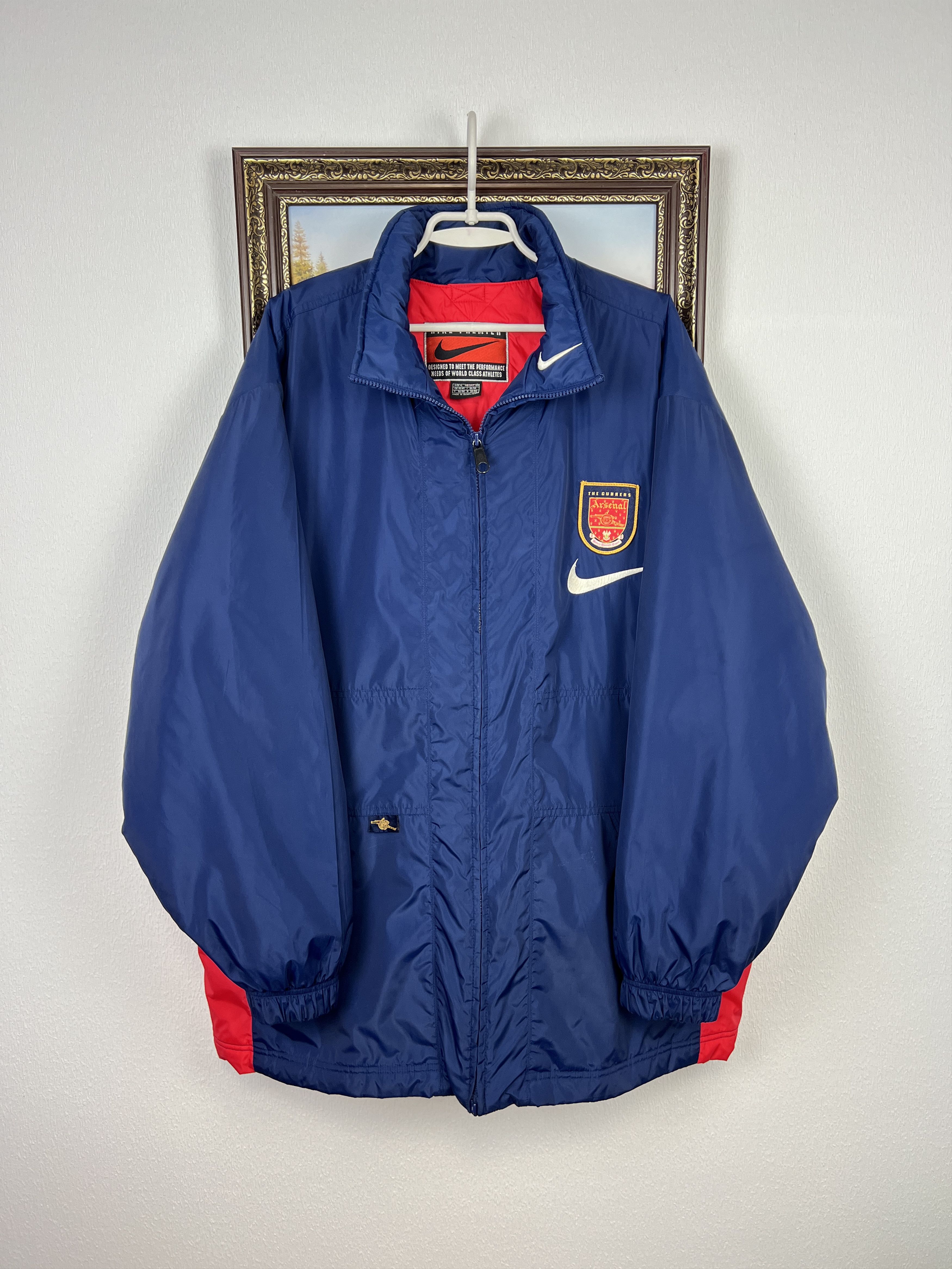 Nike Vintage 90's Nike Arsenal Football Jacket Soccer Bomber Size US XL / EU 56 / 4 - 1 Thumbnail