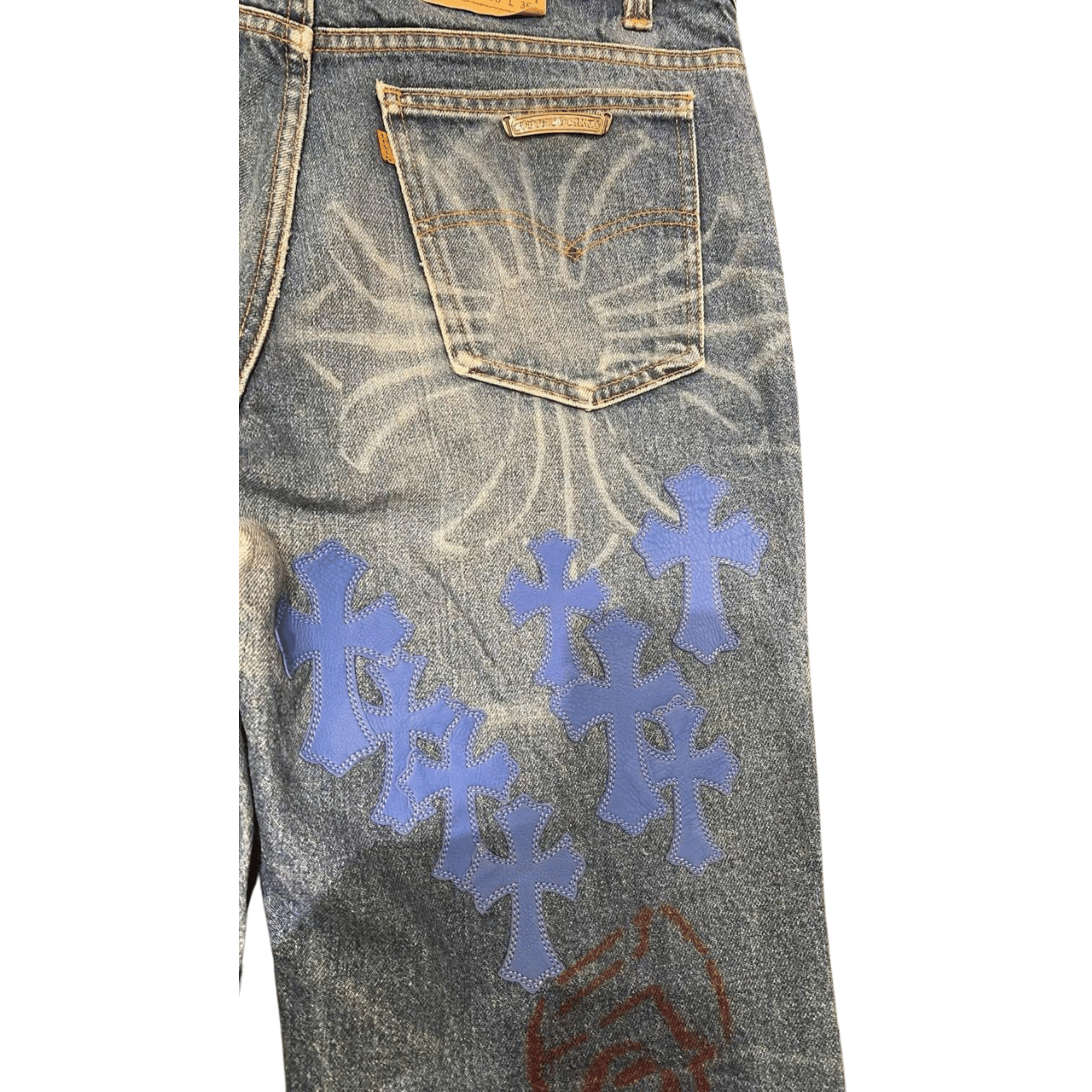 Chrome Hearts CHROME HEARTS Stencil Cross Patch Jeans Size US 33 - 3 Thumbnail