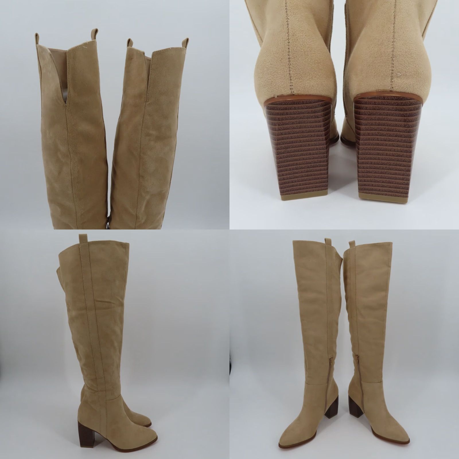 Vintage Women Beige Faux Leather Block Heel Knee High Boots Western NEW Size US 10 / IT 40 - 8 Thumbnail