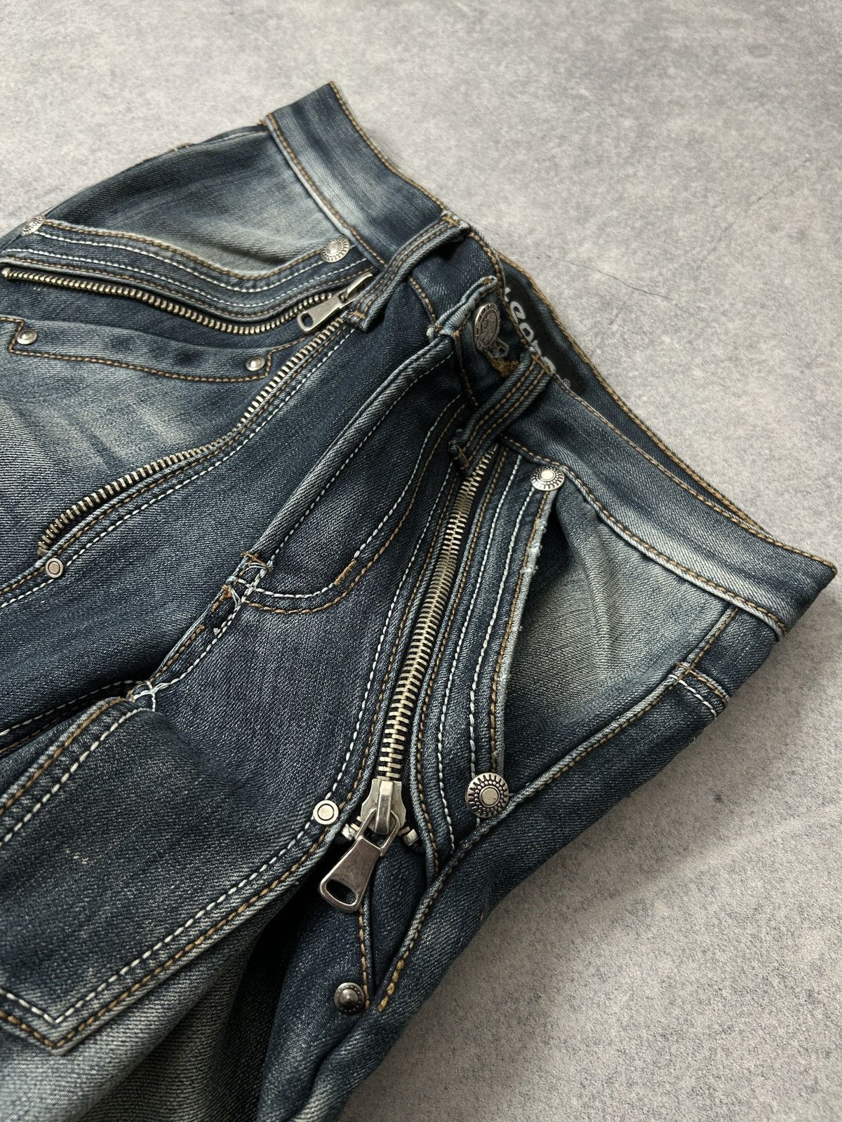 Japanese Brand Leonni washed dark blue flared jeans mens avant-garden Size US 34 / EU 50 - 5 Thumbnail