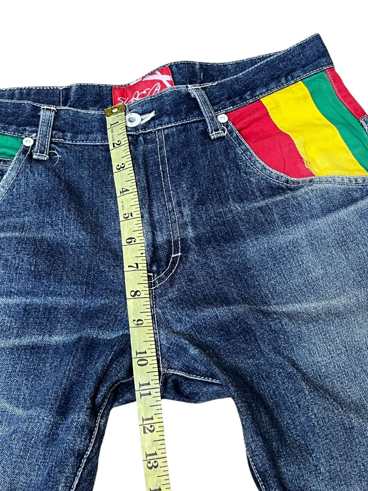 Japanese Brand SICK Y2K JAPANESE BRAND RASTA COLOUR JEANS MADE IN JAPAN Size US 32 / EU 48 - 16 Thumbnail
