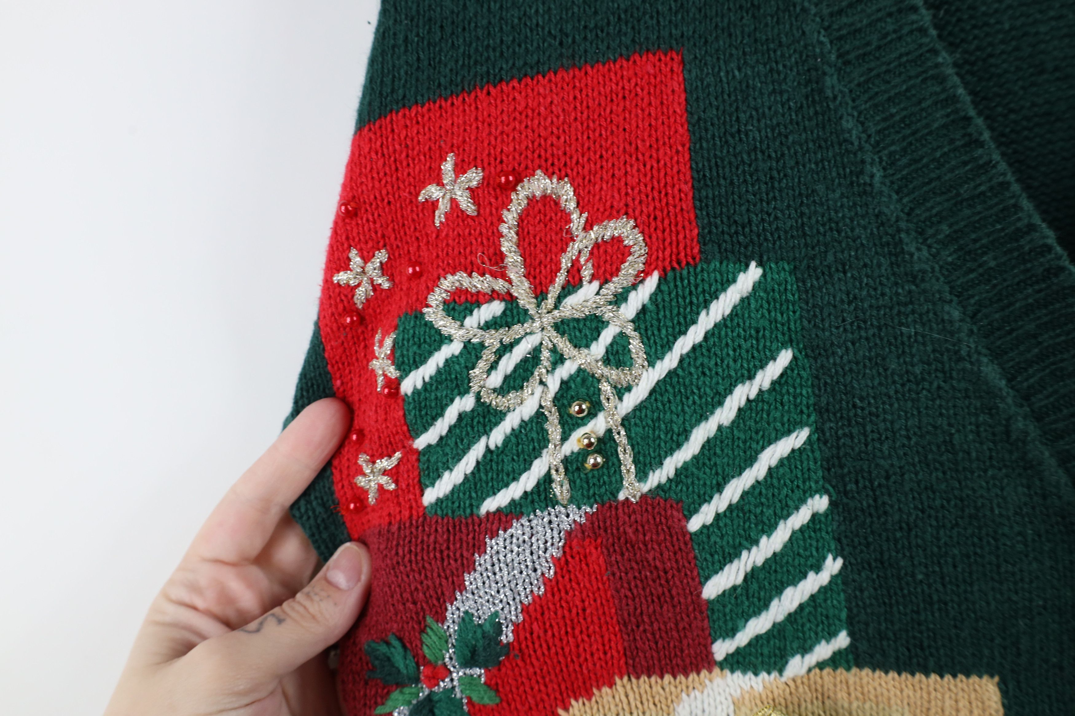 Vintage Vintage 90s Streetwear Knit Christmas Bear Cardigan Sweater Size L / US 10 / IT 46 - 6 Thumbnail