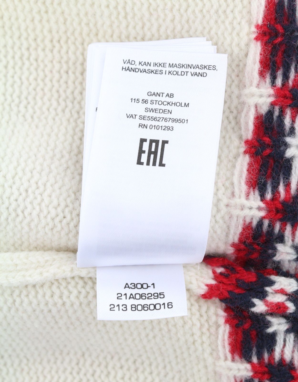Gant HOLIDAY FAIR ISLE C-NECK XL Cream Lambswool Jumper 87249 Size US XL / EU 56 / 4 - 10 Thumbnail