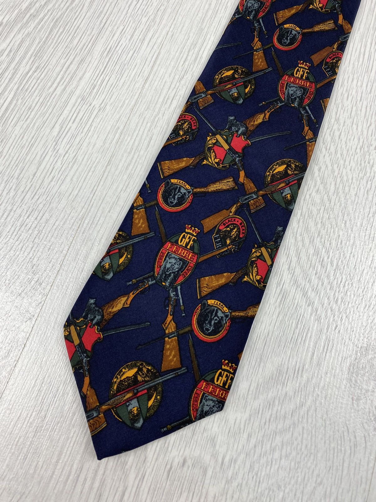 Gianfranco Ferre Vintage Gianfranco Ferre Black Bear Print Silk Tie Ferragamo Size ONE SIZE - 2 Thumbnail