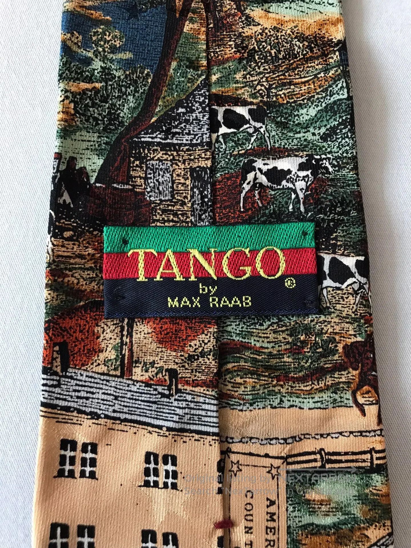 Vintage Vintage USA Oil Painting Silk Tie. Size ONE SIZE - 7 Thumbnail