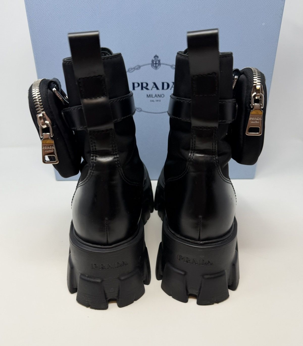 Prada Prada Monolith Leather Combat Boots Black Size US 8.5 / IT 38.5 - 4 Thumbnail