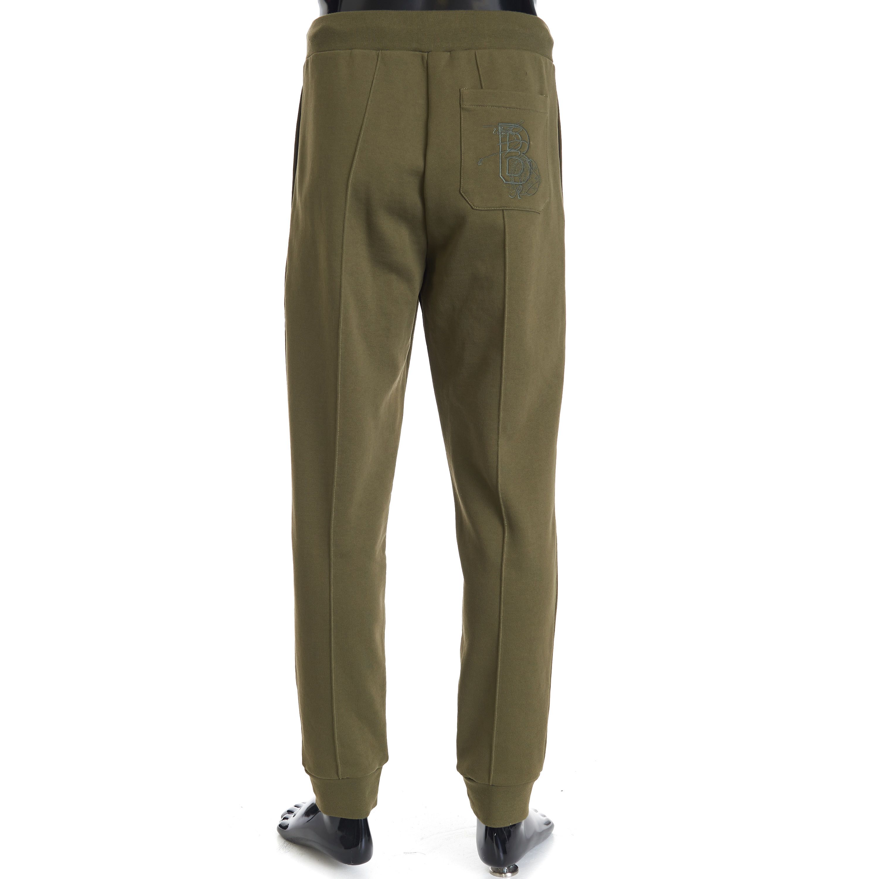 Berluti Jogging Trousers With Embroidered Logo In Khaki Green Cotton Size US 32 / EU 48 - 4 Thumbnail