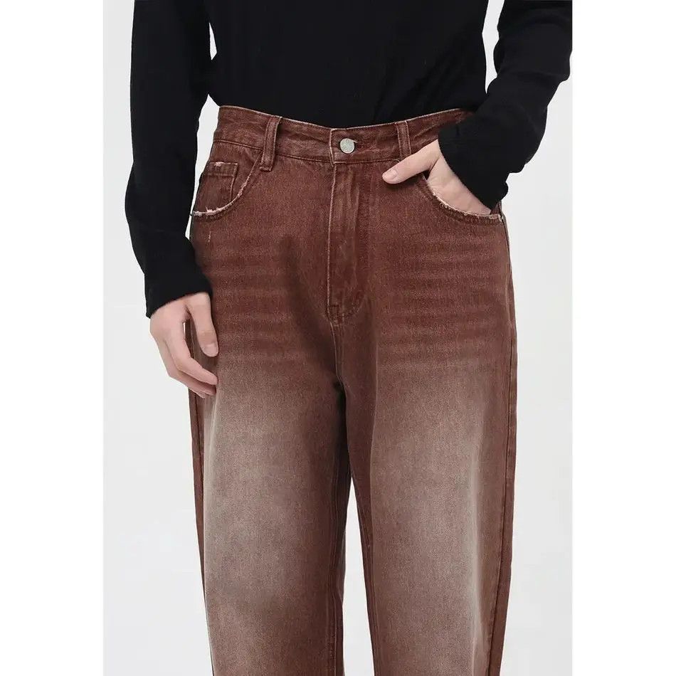 Retro brown casual wide leg denim shorts