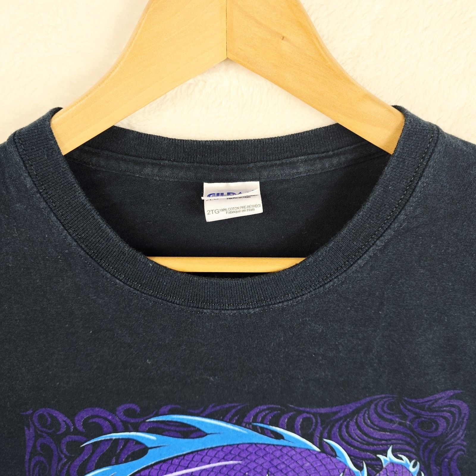 Gildan Vintage Purple Dragon Tribal Shirt Mens XXL Y2K Grunge Size US XXL / EU 58 / 5 - 4 Thumbnail