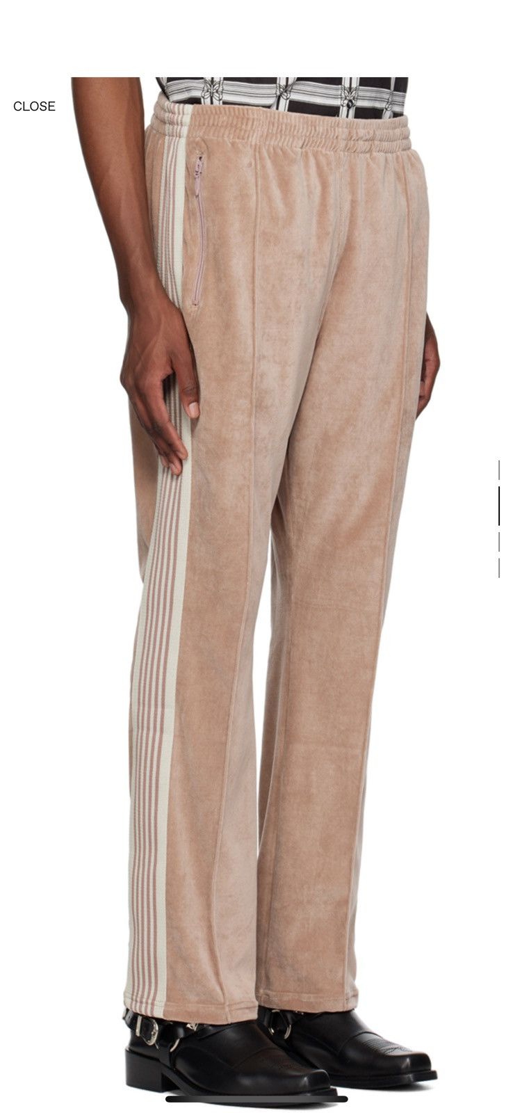 Needles SSENSE Needles Beige Embroidered Velour Track Pants Large Size US 36 / EU 52 - 5 Thumbnail