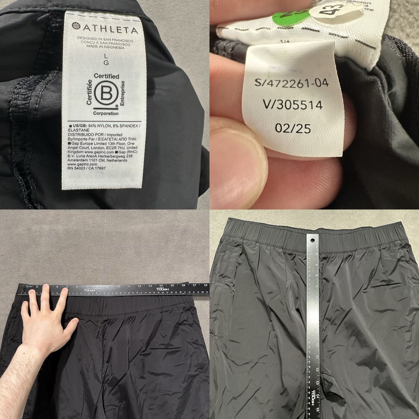 Athleta Athleta Rise Pant Womens Large Black Lightweight Nylon Bungee Hem Work Travel Size 36" / US 14 / IT 50 - 8 Thumbnail