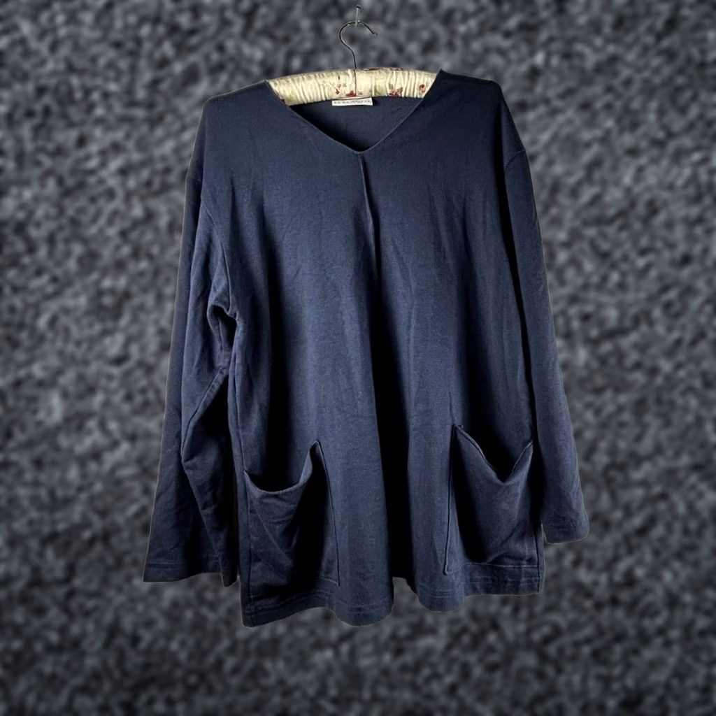 Vintage Bryn Walker Womens Bamboo Organic Cotton V-neck Tunic Top XS Blue Pockets Shirt Size XS / US 0-2 / IT 36-38 - 1 Thumbnail