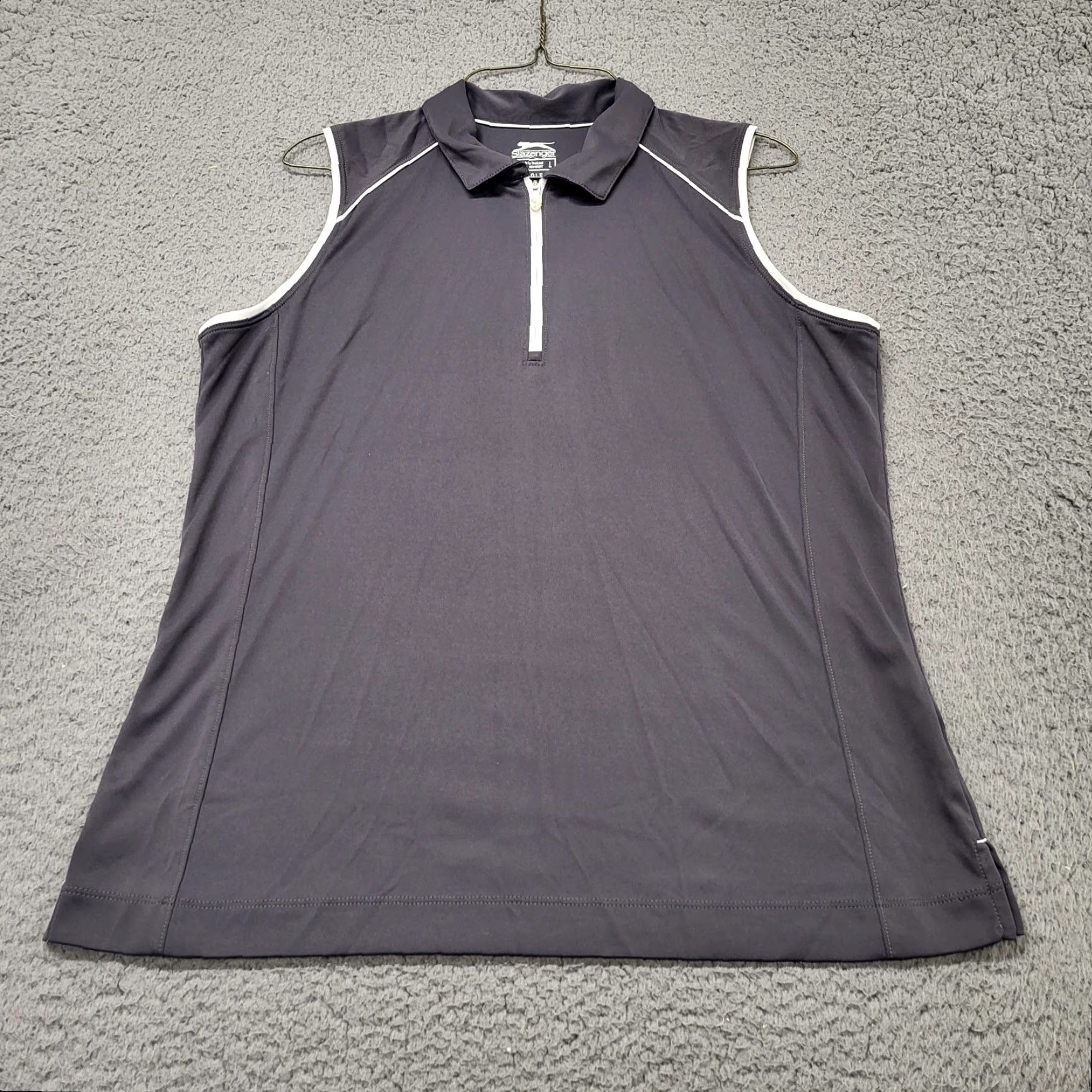 Vintage Slazenger Golf Shirt Women's Size Large Gray Sleeveless Zipper Tennis Pickleball Size L / US 10 / IT 46 - 7 Thumbnail