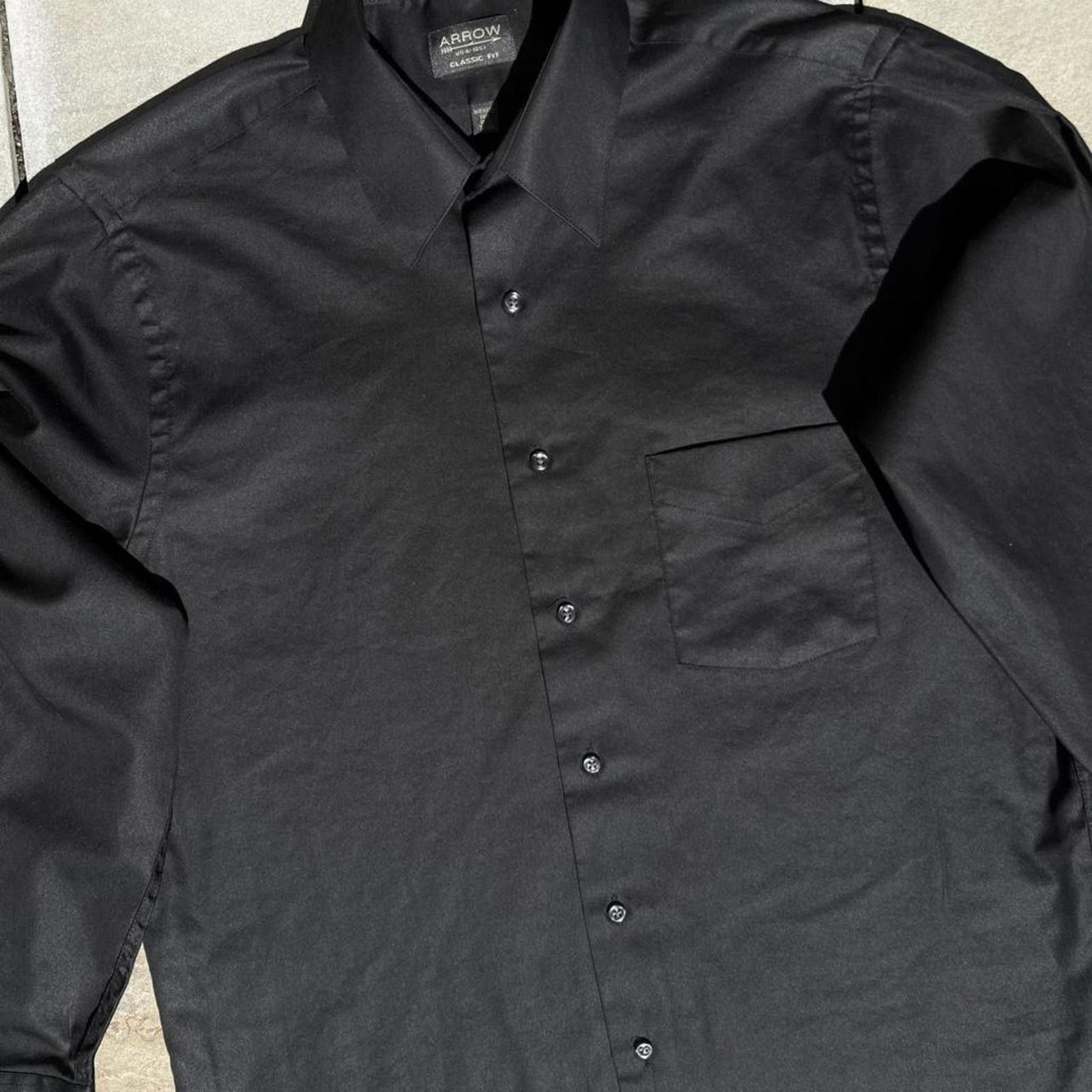 Arrow Vintage 90s Black Sateen Button Down Shirt Size US M / EU 48-50 / 2 - 2 Thumbnail