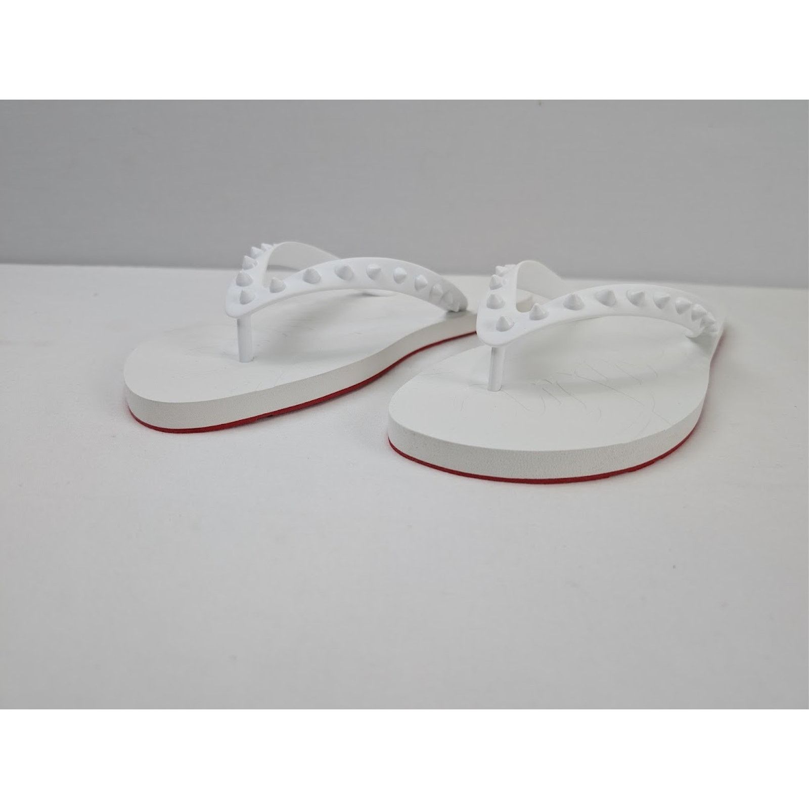 Christian Louboutin o1rshd1 Loubi Flip Flat Slippers in White Size US 8 / EU 41 - 6 Thumbnail
