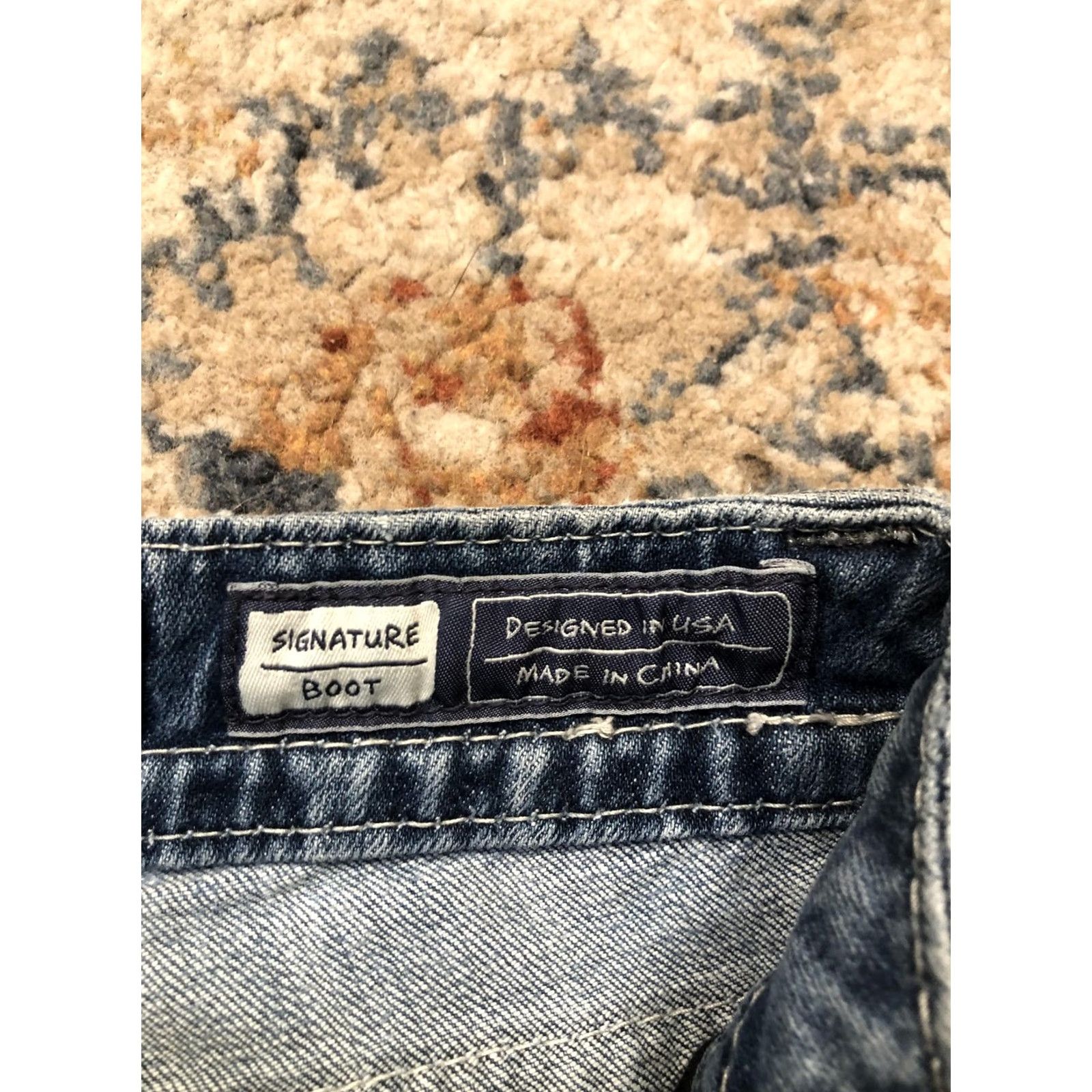 Miss Me Miss Me Jeans Womens 27 Blue Signature Bootcut Denim Back Pockets Embellished Rhinestone Studded Distressed Pockets Light Wash Leather? Size 27" / US 4 / IT 40 - 7 Thumbnail